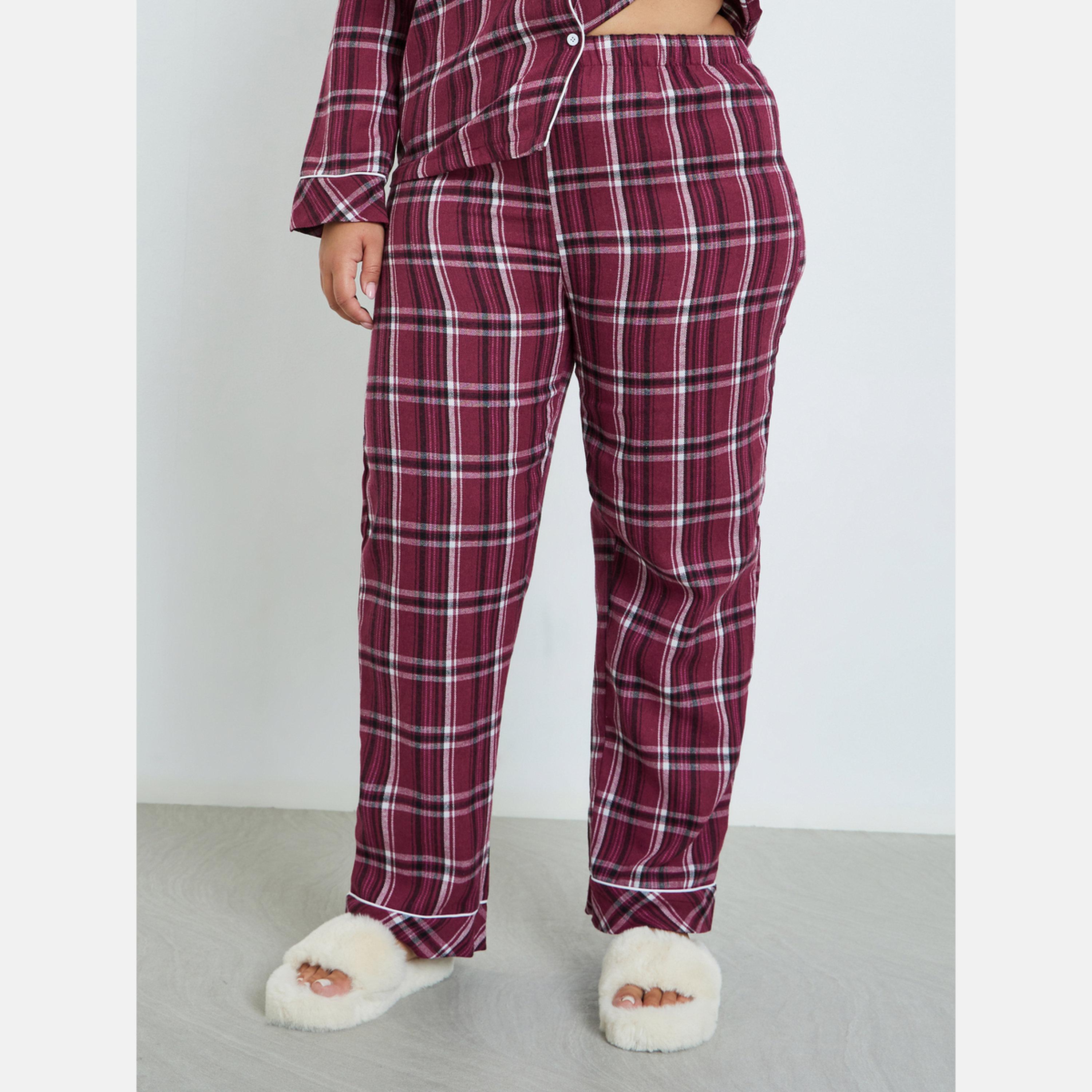 Styli Plus Size Checked Shirt and Pyjama Set-women-clothing-nightwear-pyjamas-longsets-image-5