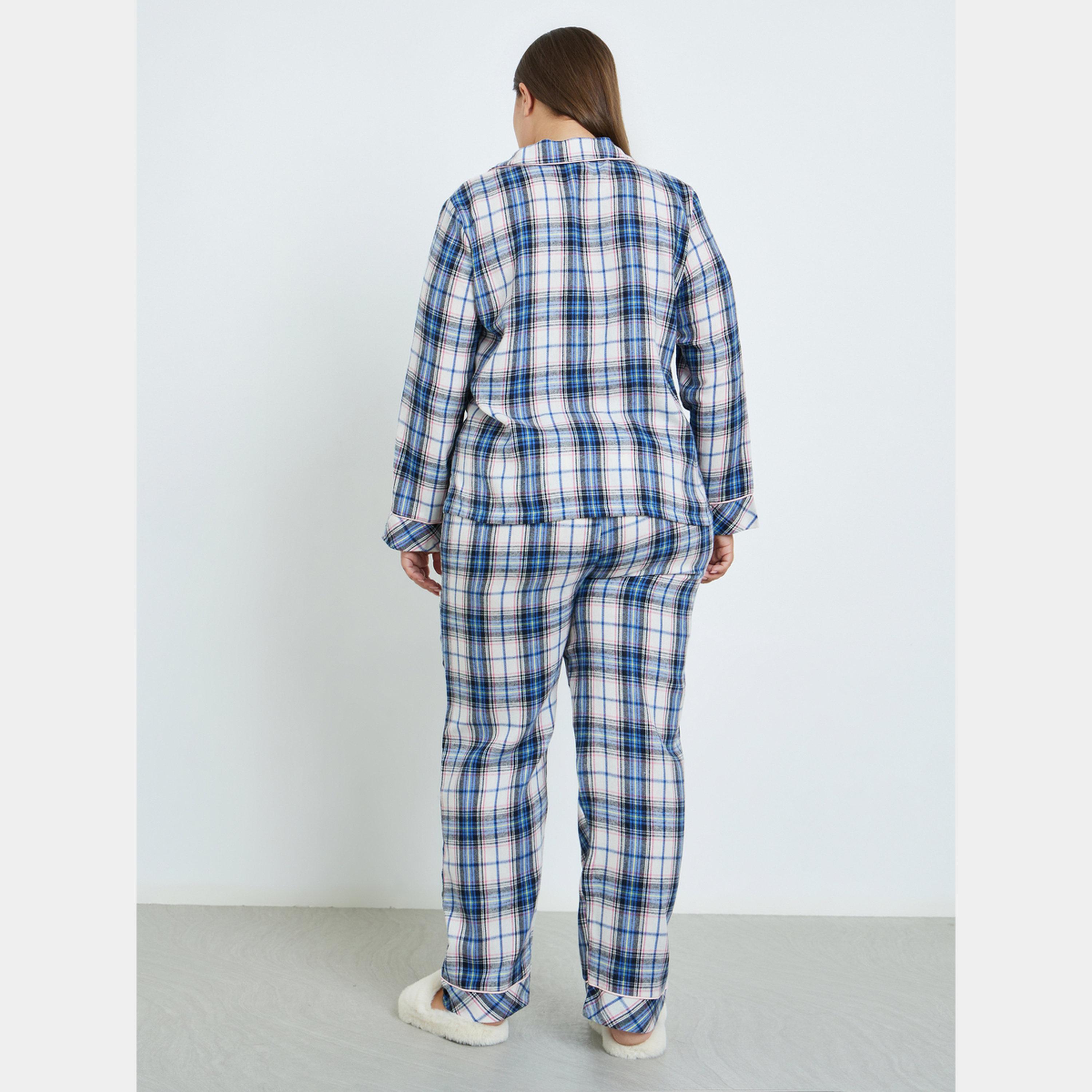 Styli Plus Size Checked Shirt and Pyjama Set-women-clothing-nightwear-pyjamas-longsets-image-4