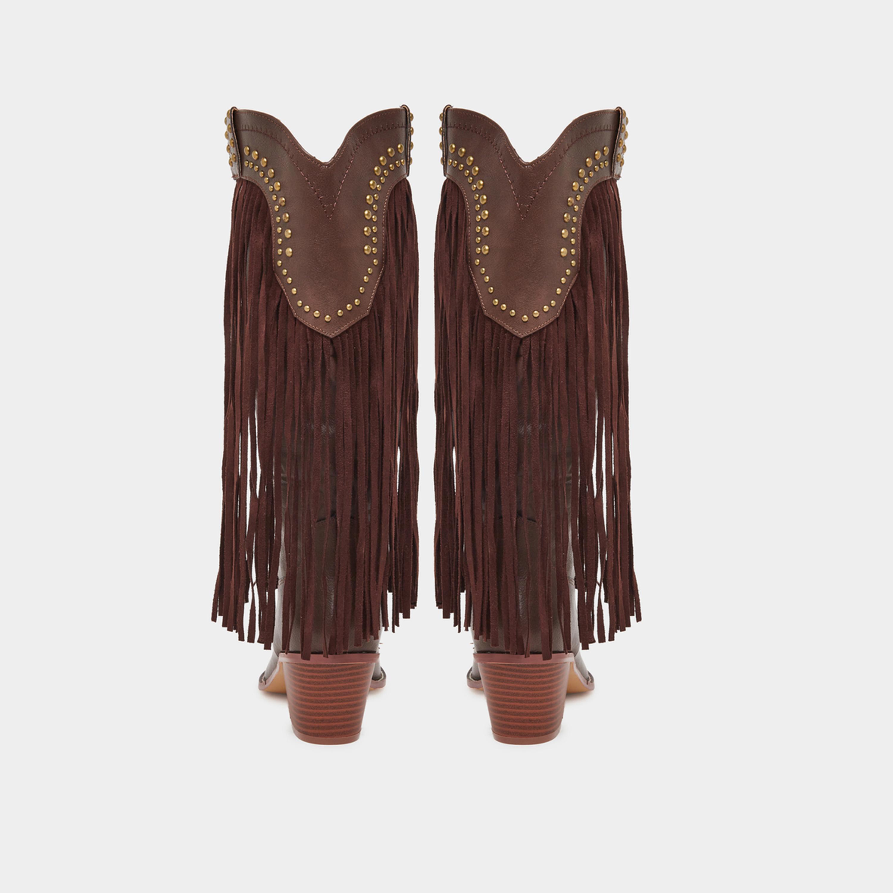 ستايلي - حذاء كاوبوي بشراشيب بني للنساء-women-shoes-boots-image-5