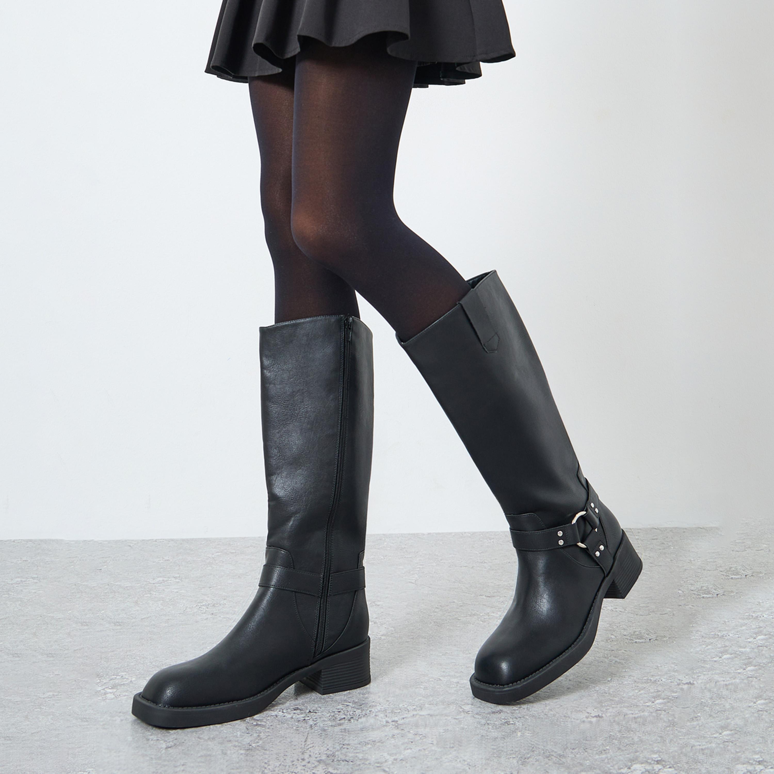 Styli Women Punk Goth Knight High Boots with Full Zip Closure-women-shoes-boots-image-2