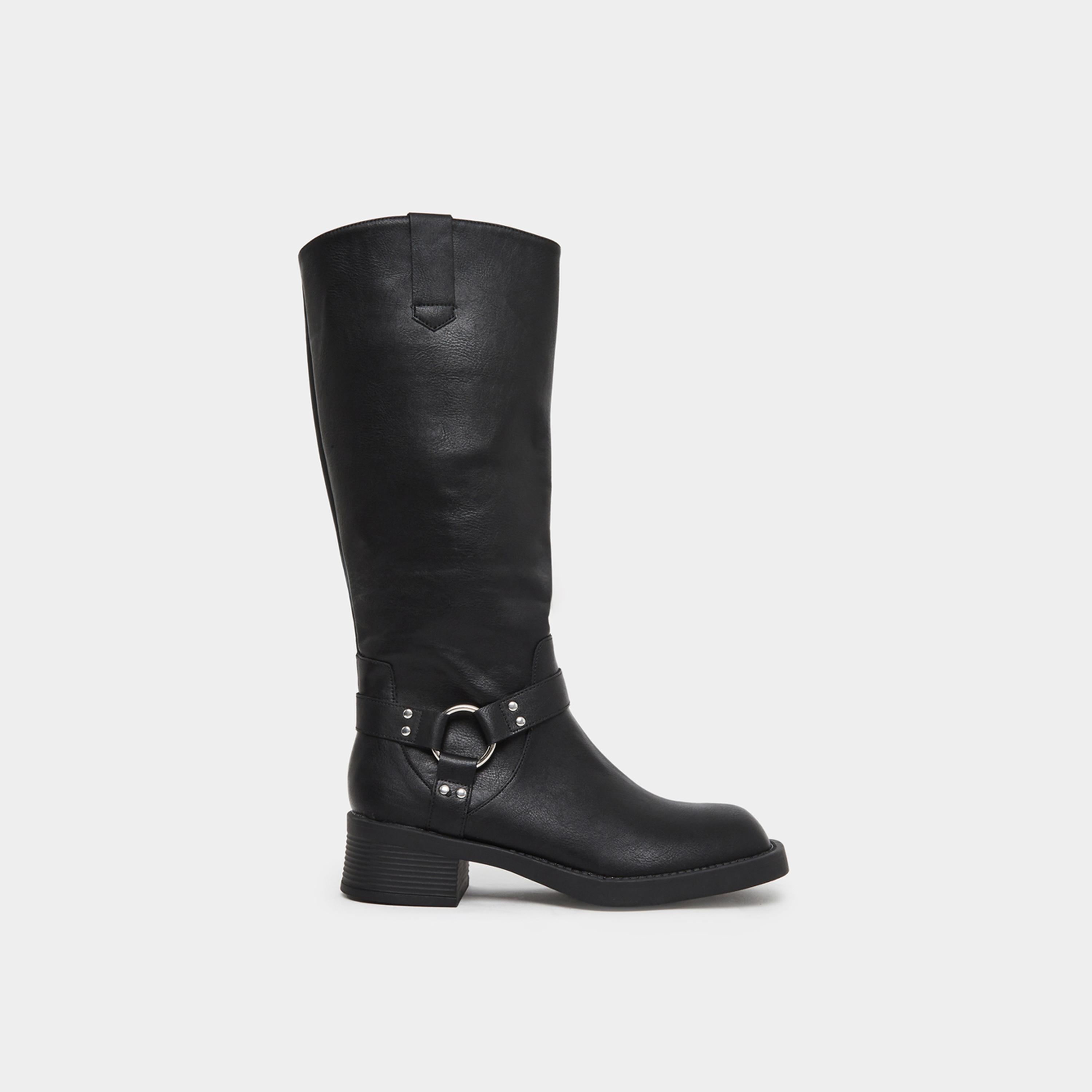 Styli Women Punk Goth Knight High Boots with Full Zip Closure-women-shoes-boots-image-3