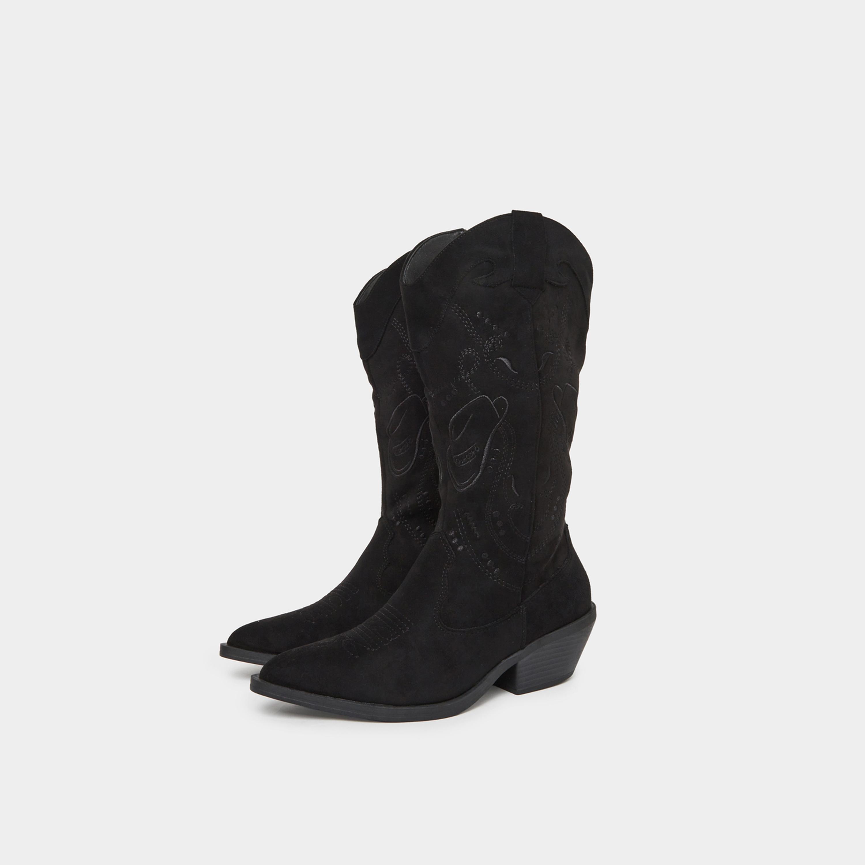 Styli Women Black Western Look Ankle Boots-women-shoes-boots-image-1