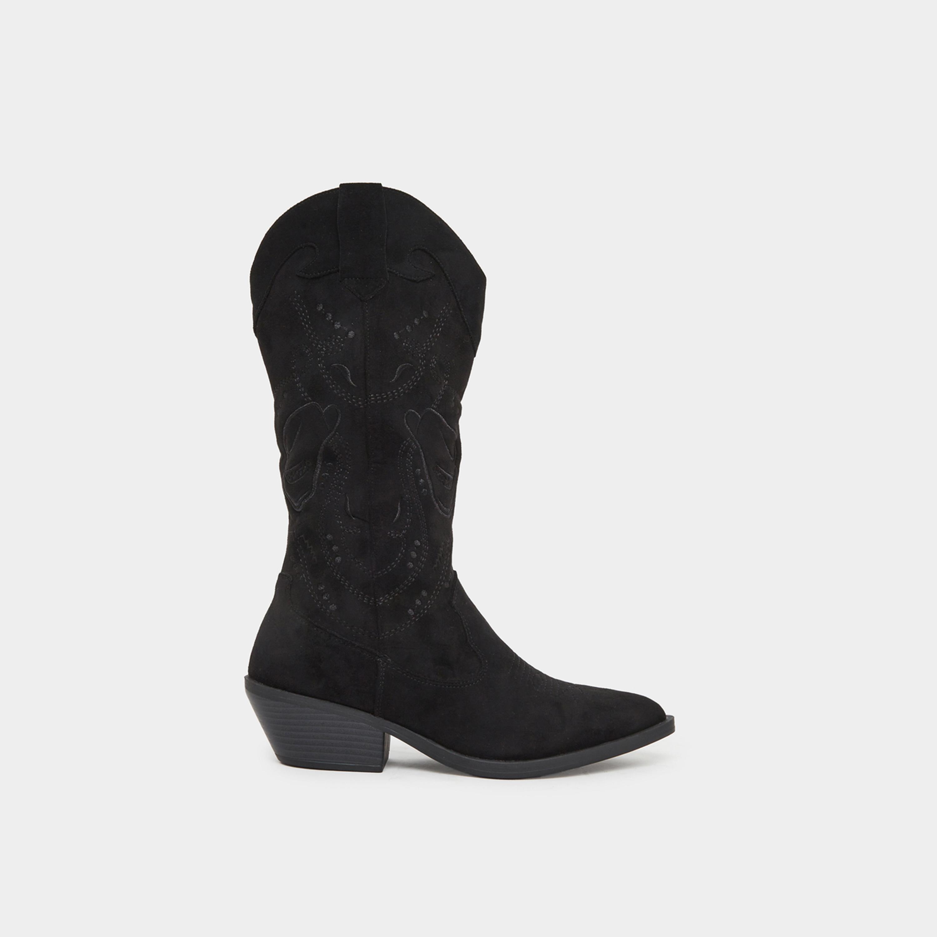 ستايلي - حذاء أسود غربي بكاحل للنساء-women-shoes-boots-image-3
