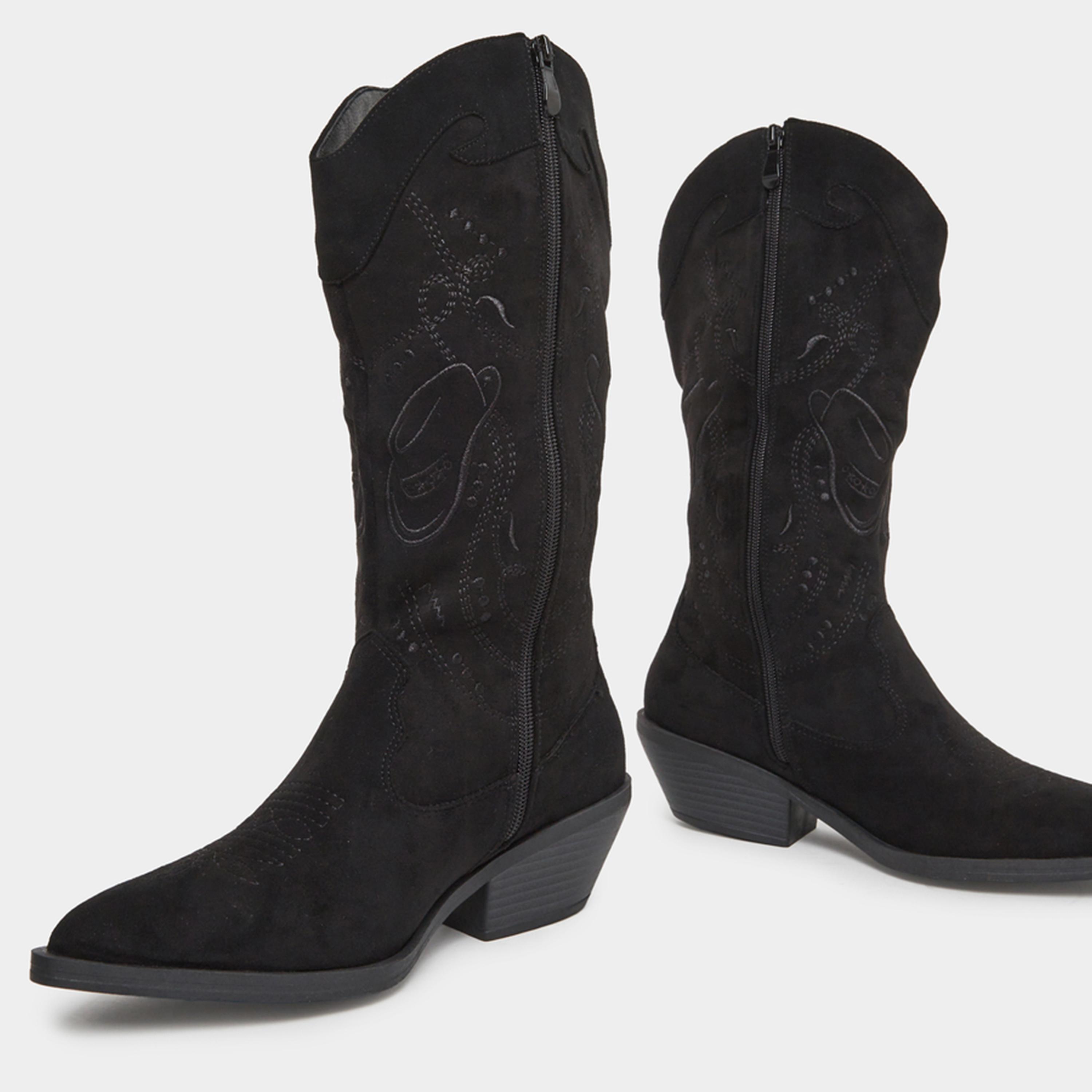 Styli Women Black Western Look Ankle Boots-women-shoes-boots-image-4