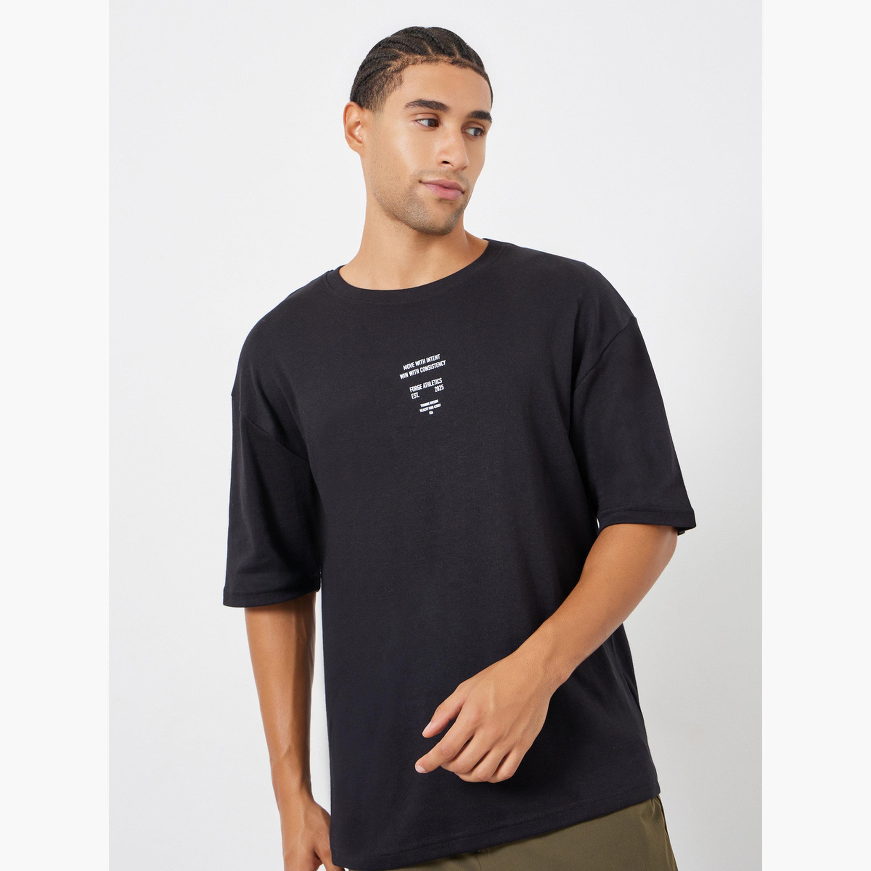 Styli Men Oversized Slogan Minimal Print T-Shirt-men-clothing-sportswearandactivewear-tshirtsandpolos-image-1