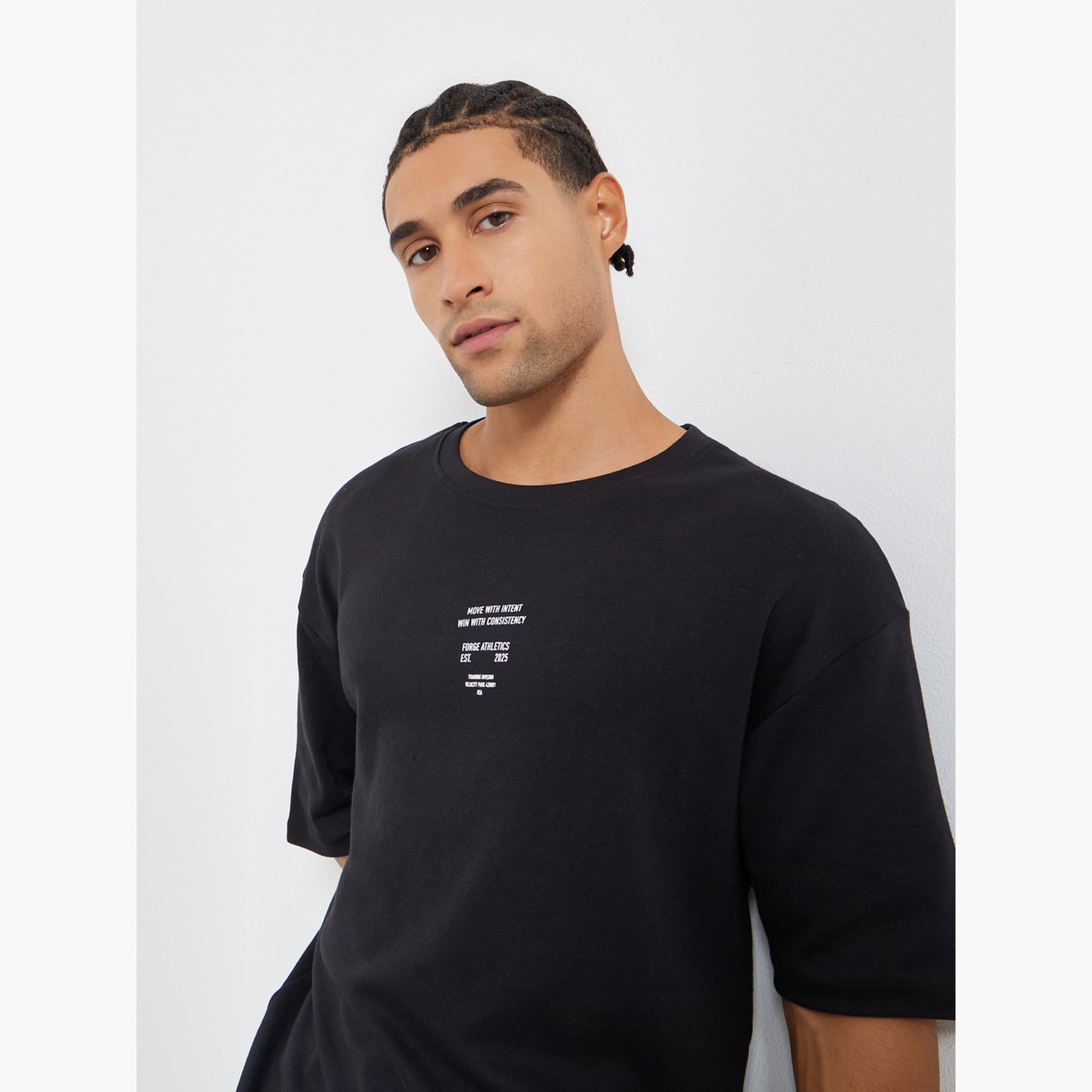Styli Men Oversized Slogan Minimal Print T-Shirt-men-clothing-sportswearandactivewear-tshirtsandpolos-image-4