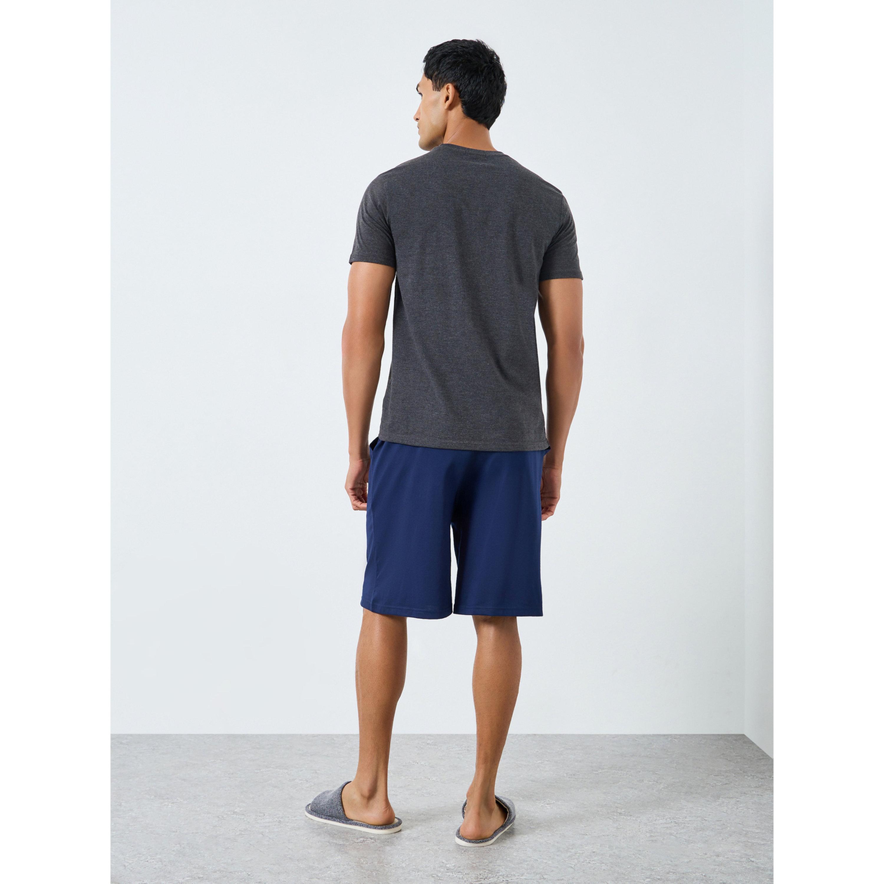 Styli Men Grey Printed T-Shirt and Shorts Pyjama Set-men-clothing-nightwear-sets-image-3