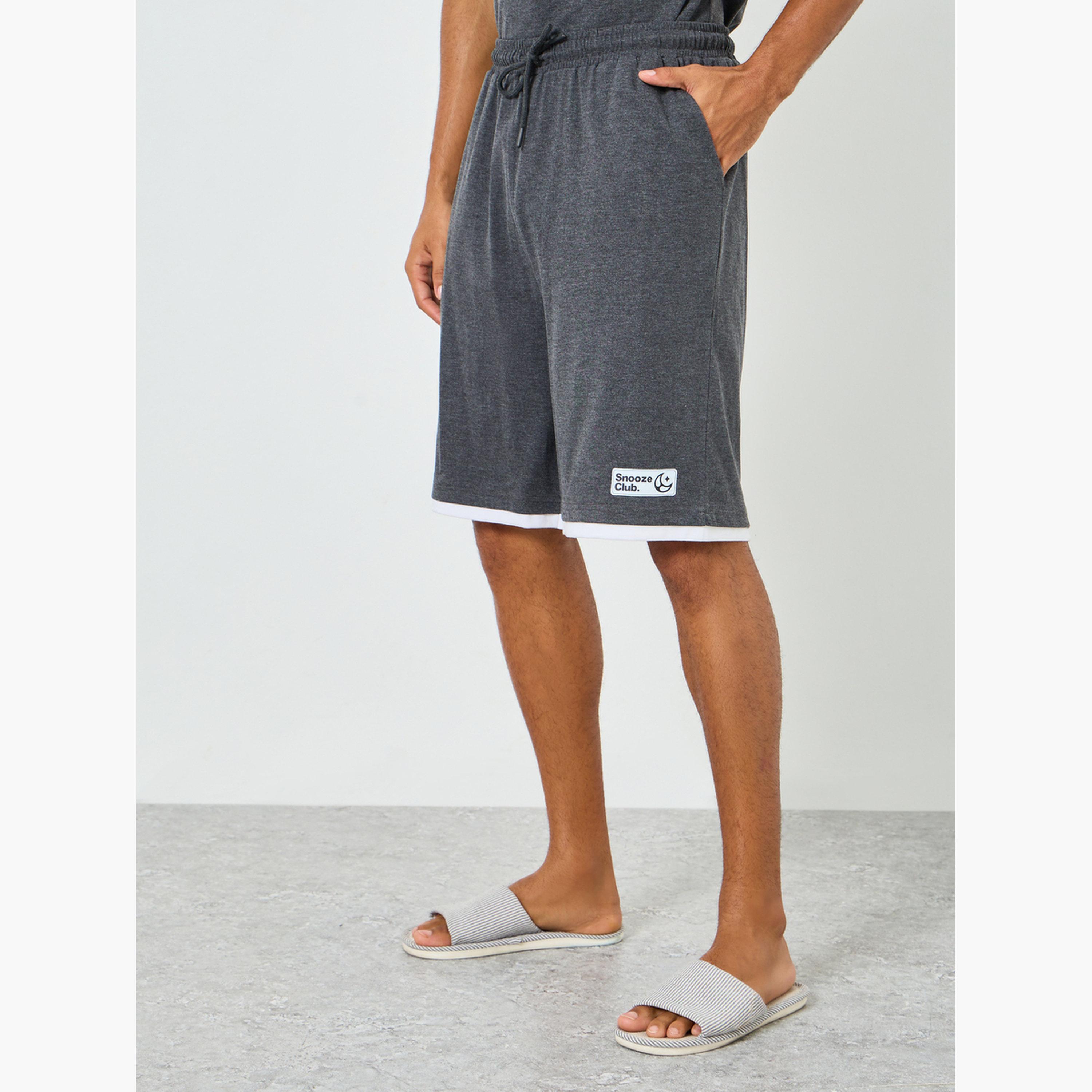 Styli Men Solid Round Neck T-Shirt and Shorts Set-men-clothing-nightwear-sets-image-4