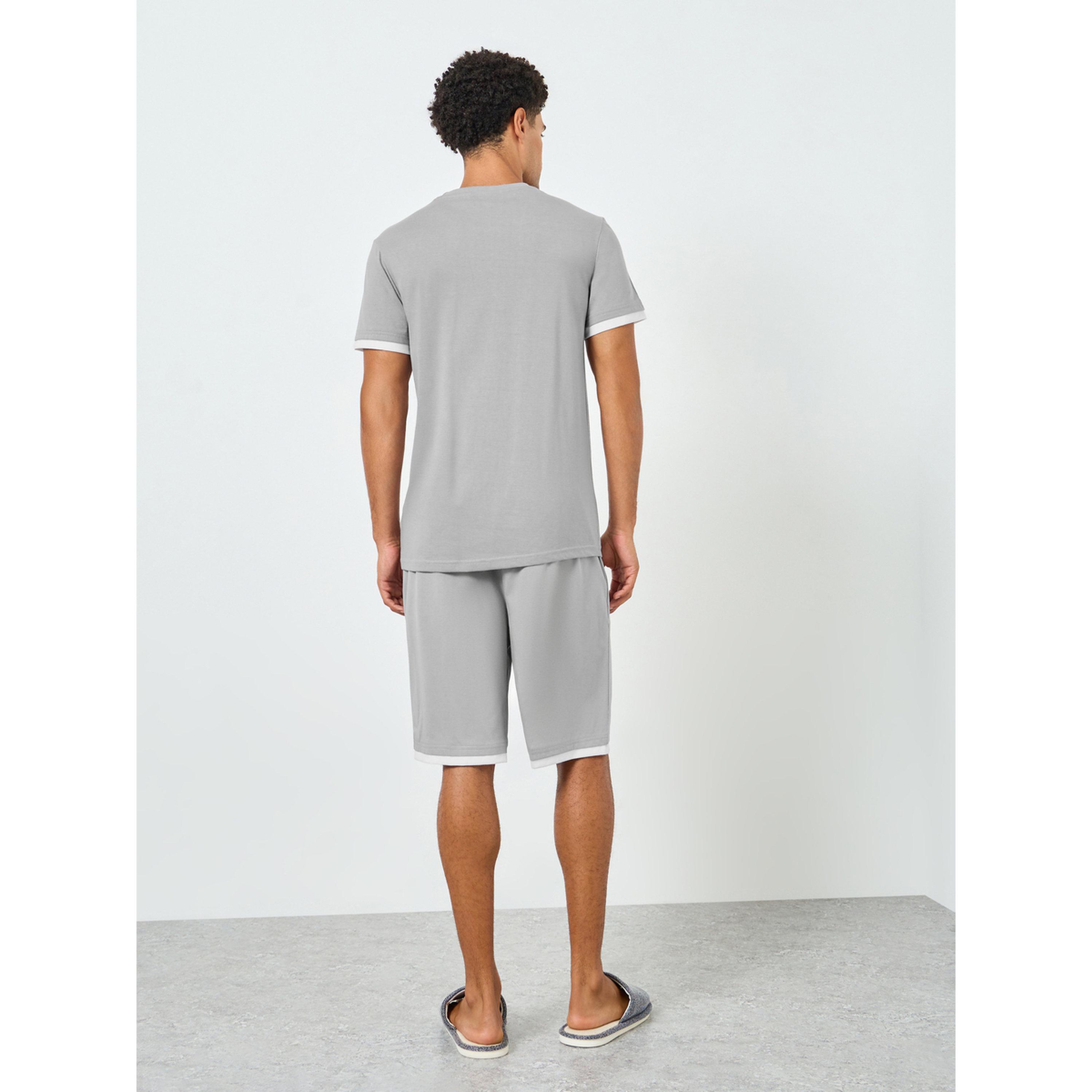 Styli Men Solid Round Neck T-Shirt and Shorts Set-men-clothing-nightwear-sets-image-3