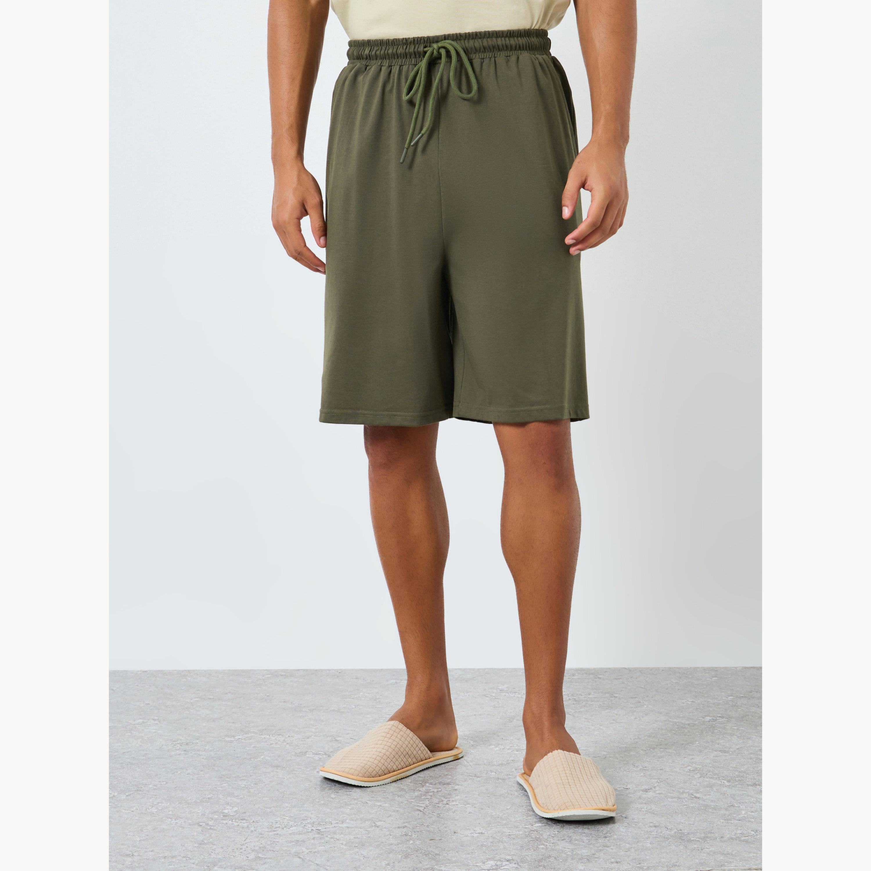 Styli Men Olive Contrast Pocket T-Shirt and Shorts Pyjama Set-men-clothing-nightwear-sets-image-5