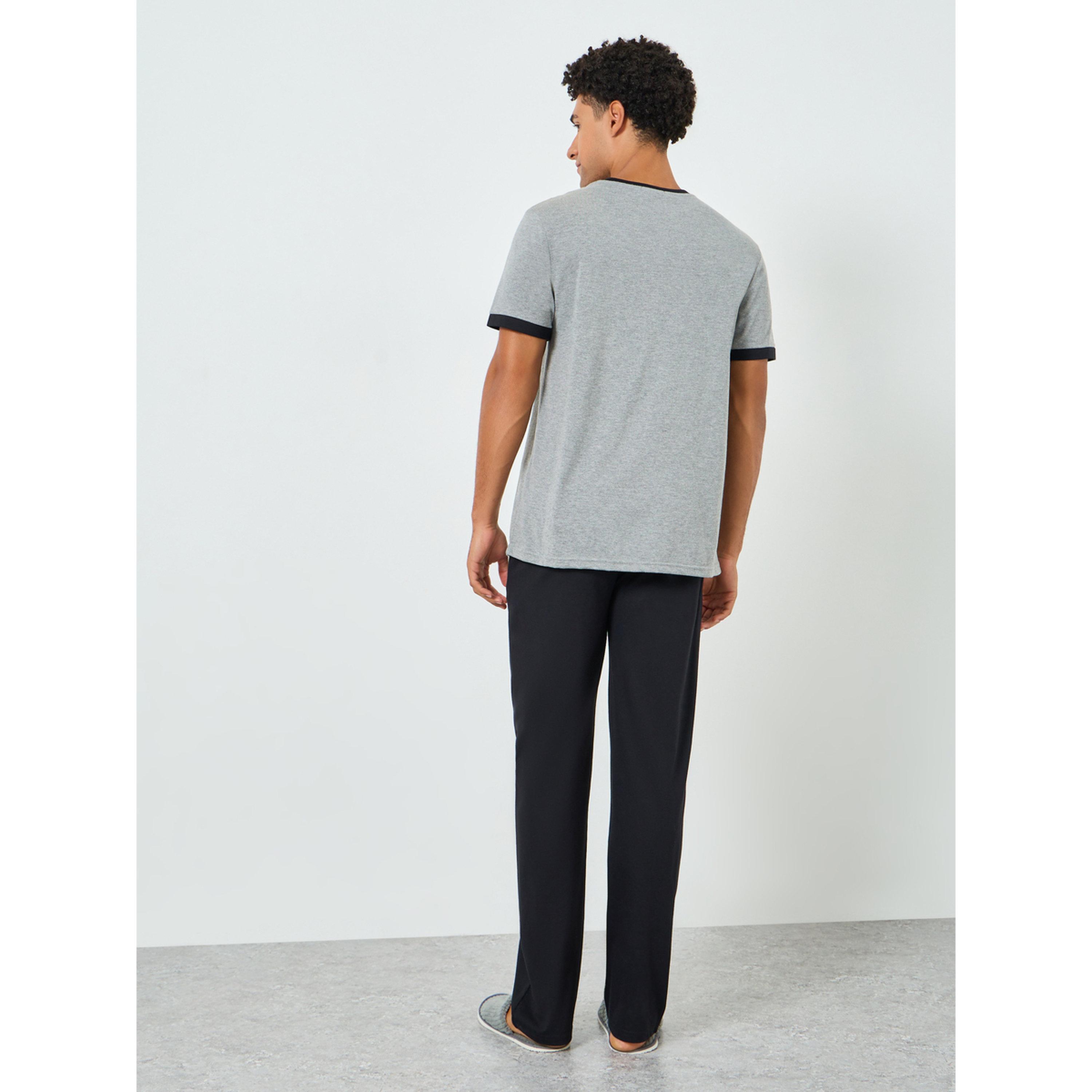 Styli Men Solid Round Neck T-Shirt and Shorts Set-men-clothing-nightwear-sets-image-3