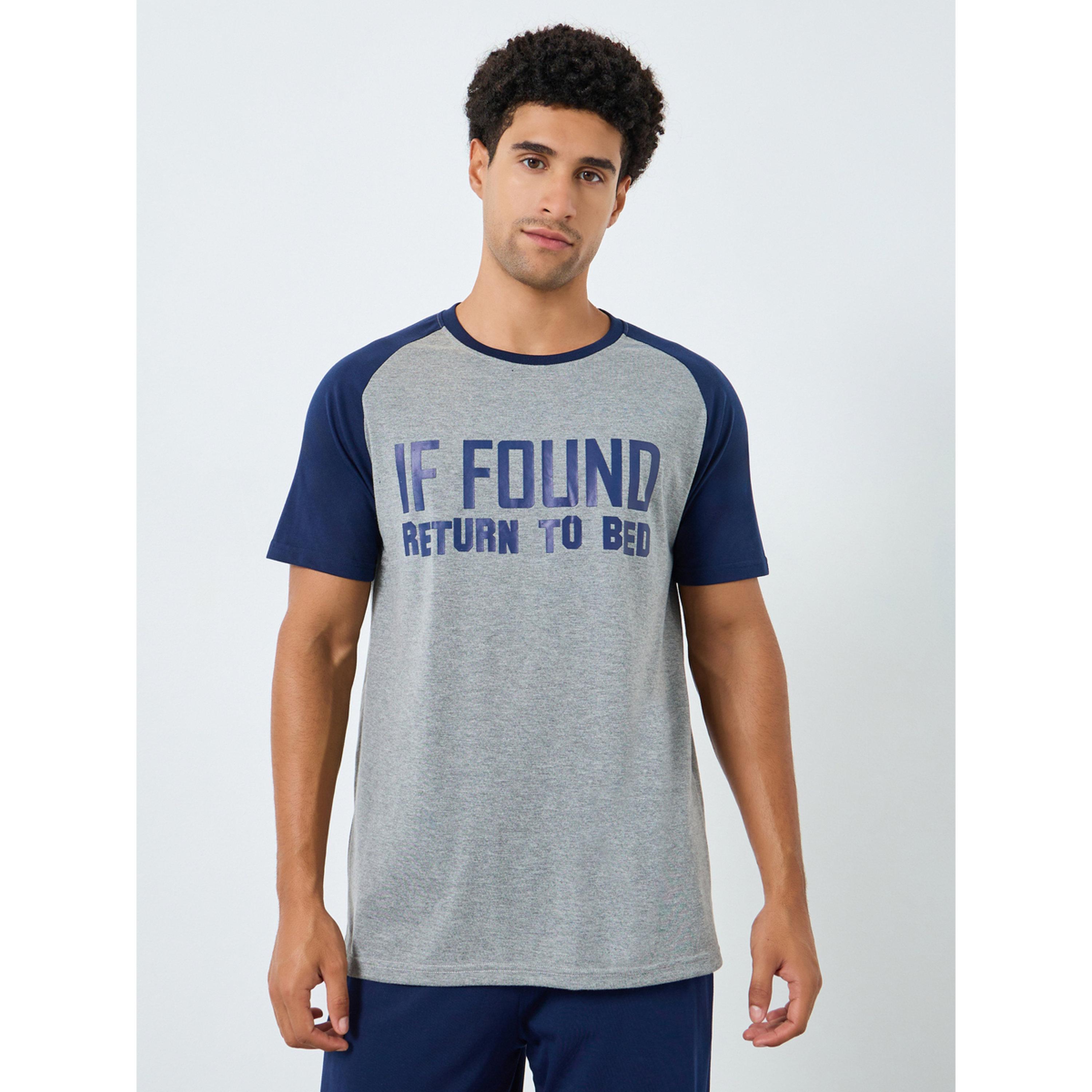 Styli Men Grey Printed Raglan Sleeve T-Shirt and Pyjama Set-men-clothing-nightwear-sets-image-3