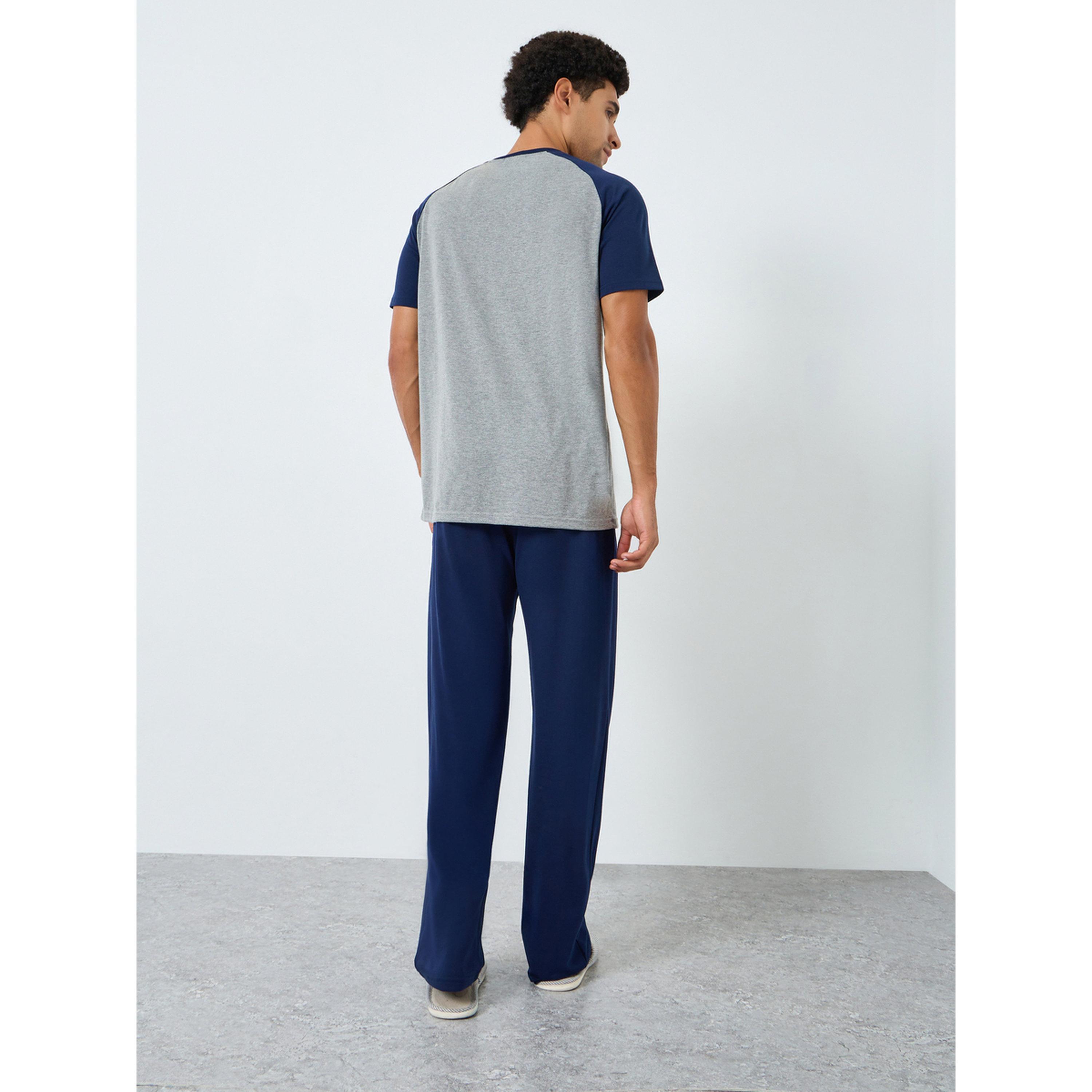 Styli Men Grey Printed Raglan Sleeve T-Shirt and Pyjama Set-men-clothing-nightwear-sets-image-4