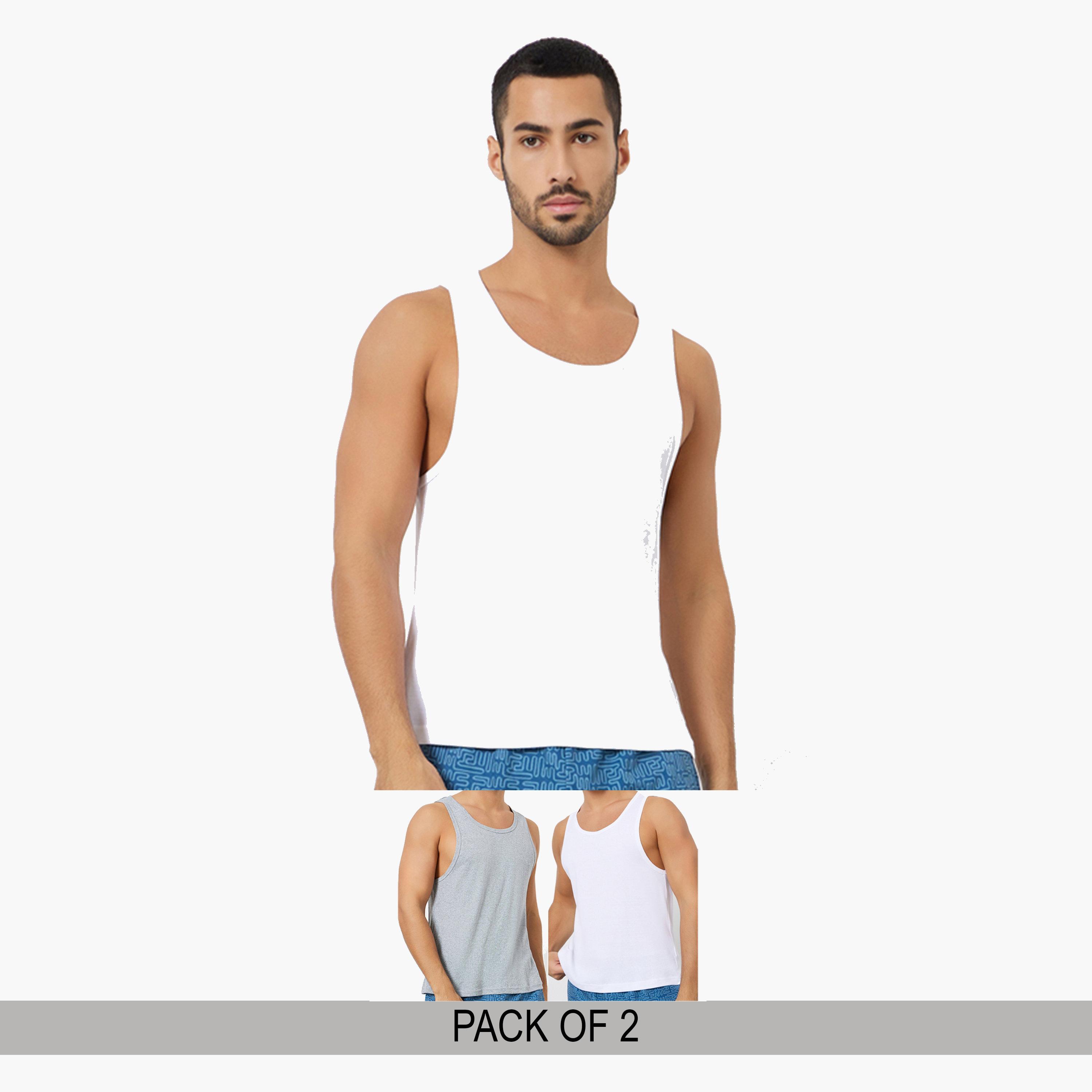 Styli Pack of 2 - Solid Cotton Vest-men-clothing-innerwear-vests-image-1