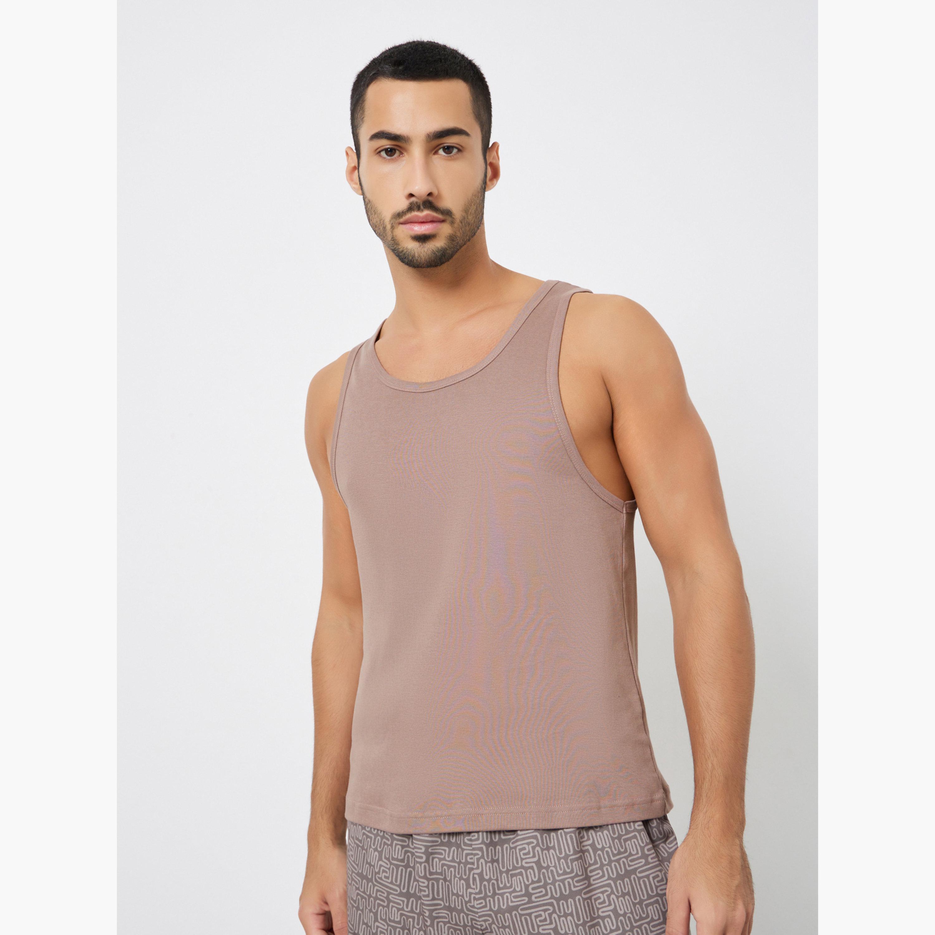 مجموعة من 2 فيست قطني سادة-men-clothing-innerwear-vests-image-2