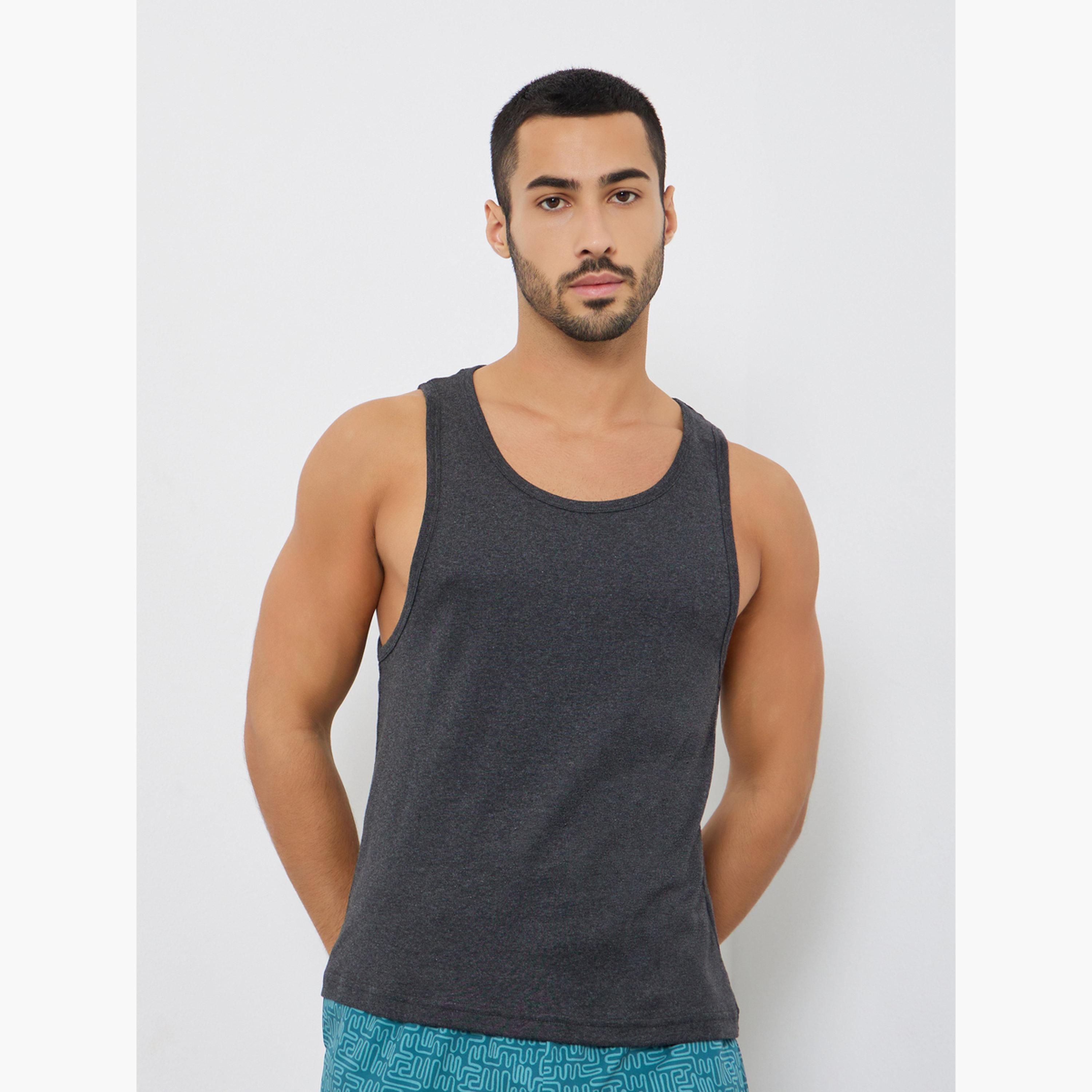 مجموعة من 2 فيست قطني سادة-men-clothing-innerwear-vests-image-2