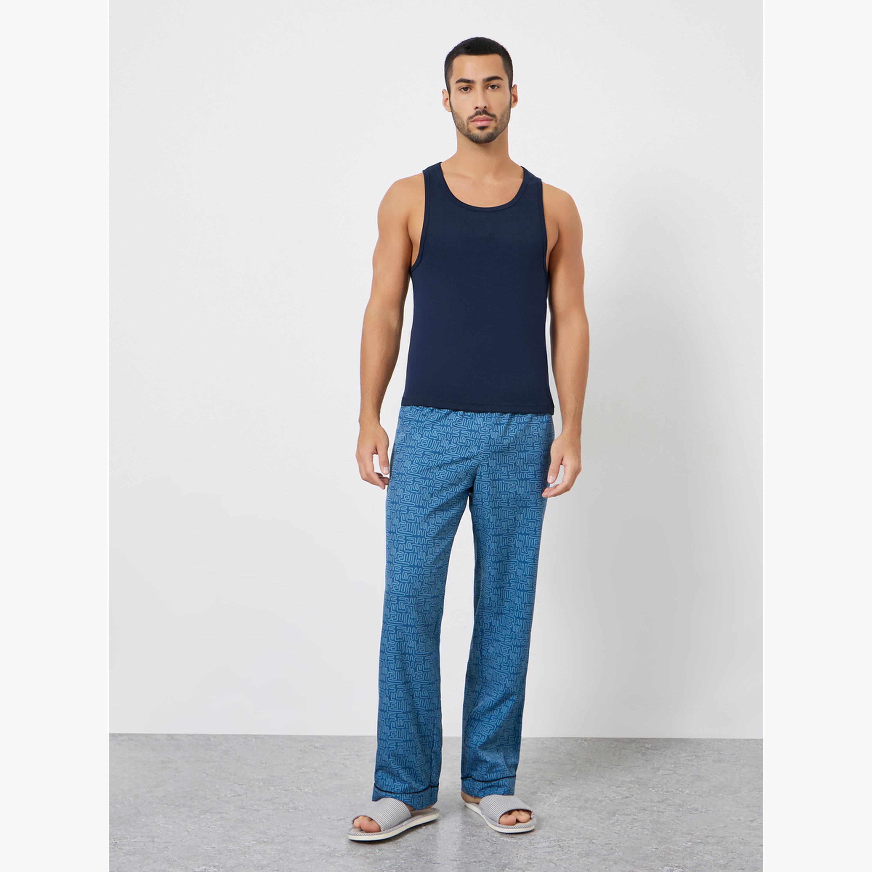 مجموعة من 2 فيست قطني بتفاصيل مضلعة-men-clothing-innerwear-vests-image-3