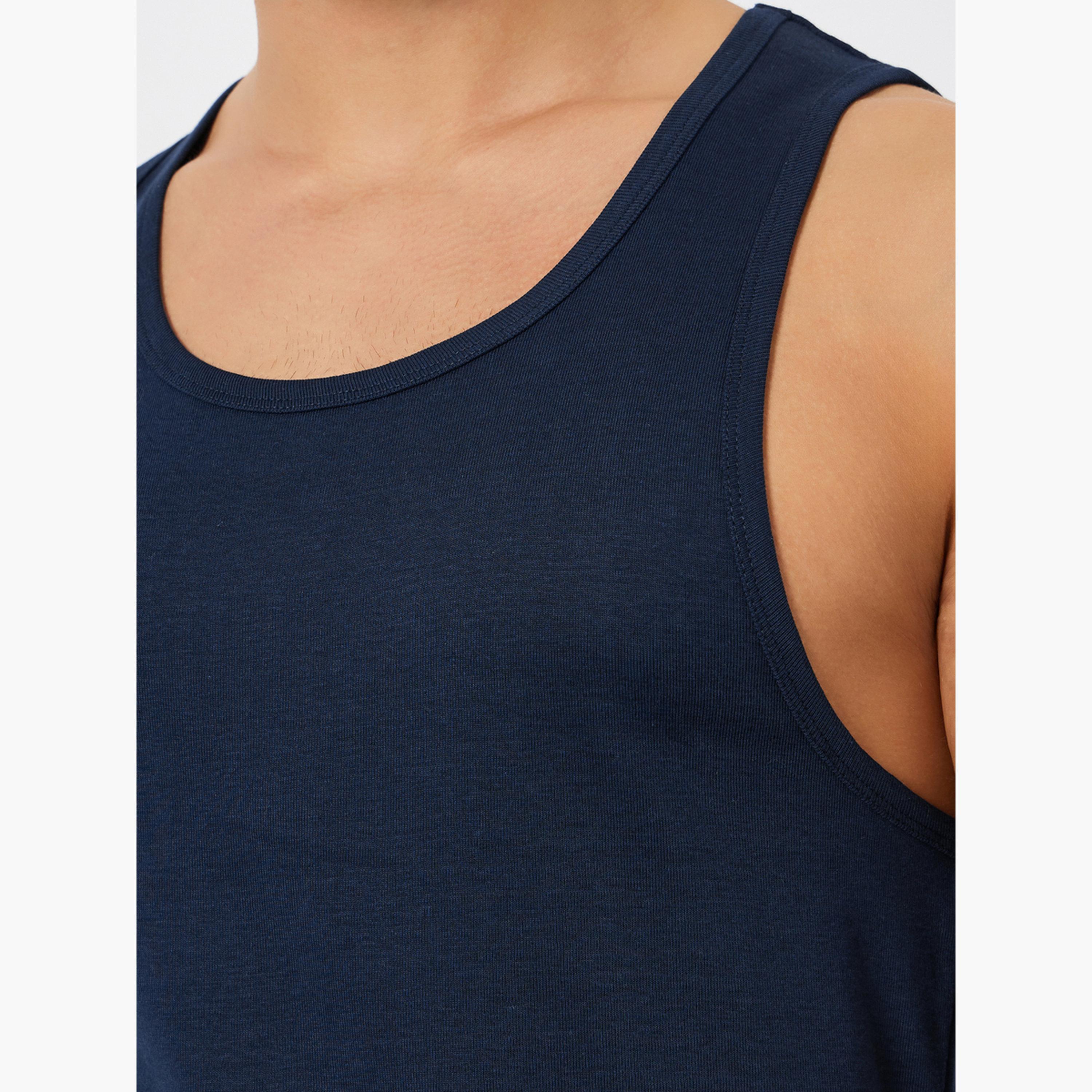مجموعة من 2 فيست قطني بتفاصيل مضلعة-men-clothing-innerwear-vests-image-4