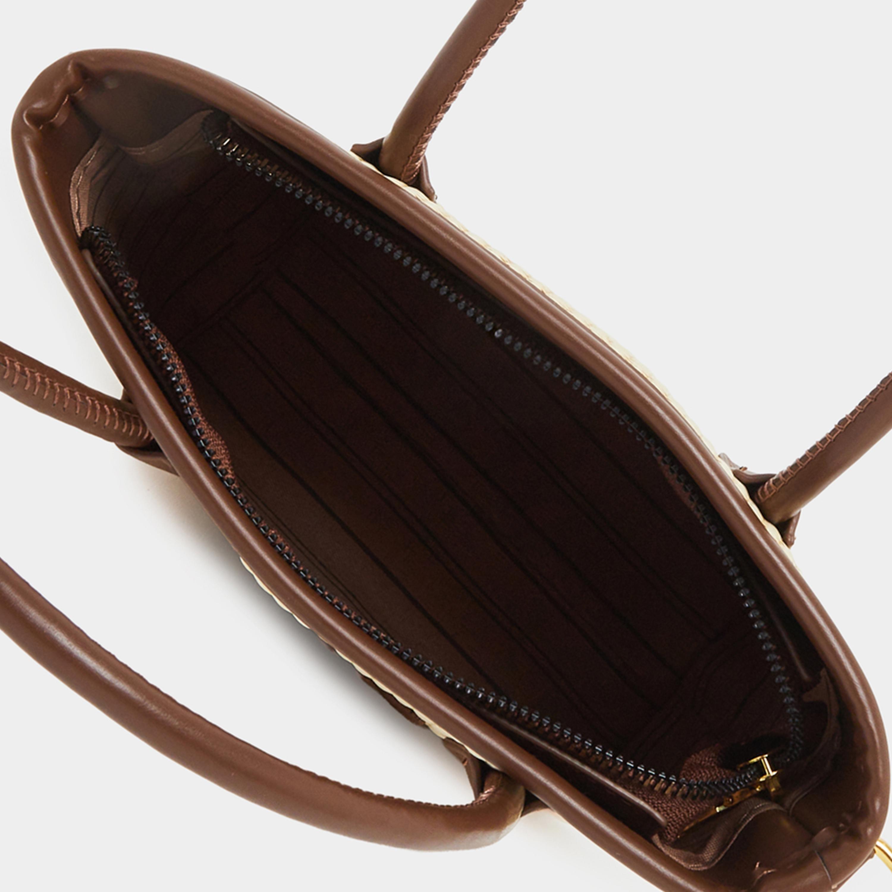 ستايلي - شنطة توت منسوجة لون كاكي مع تعليقة كلب-women-bagsandwallets-handbags-image-4