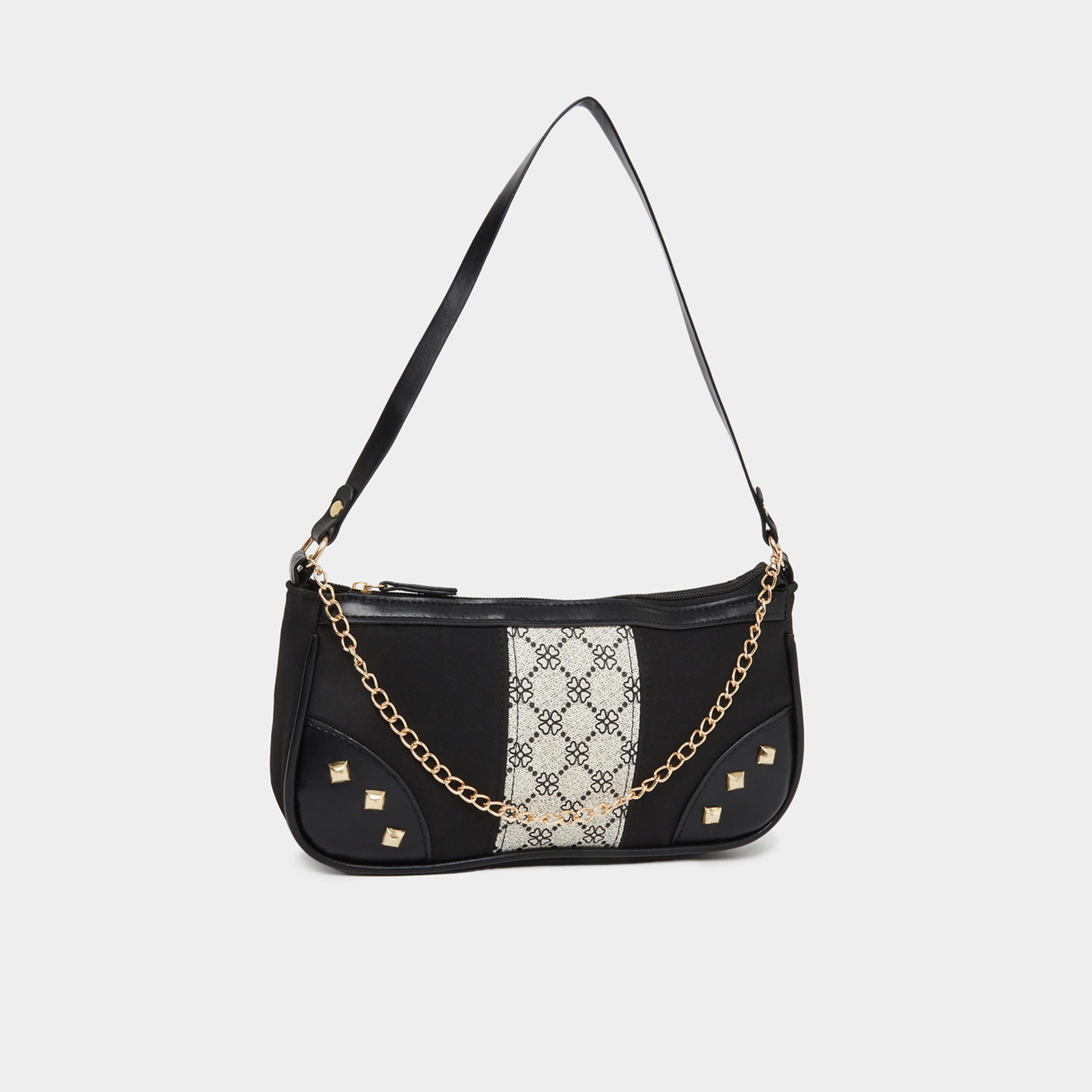 ستايلي - شنطة باغيت مطبوعة بألوان متباينة مع تفاصيل مرصعة للنساء-women-bagsandwallets-handbags-image-1