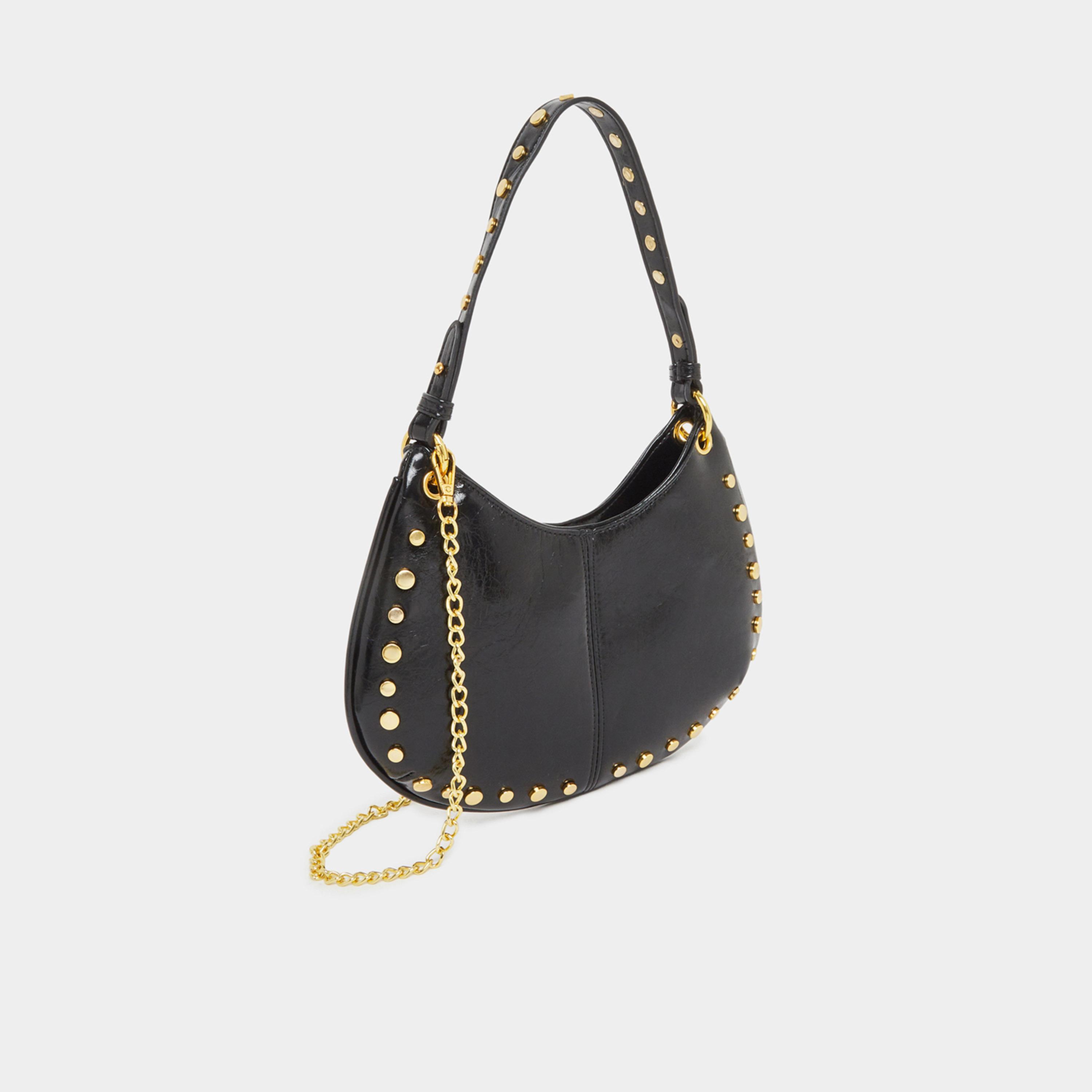ستايلي - شنطة باغيت سوداء مرصعة بمسامير مع حزام سلسلة للنساء-women-bagsandwallets-handbags-image-2