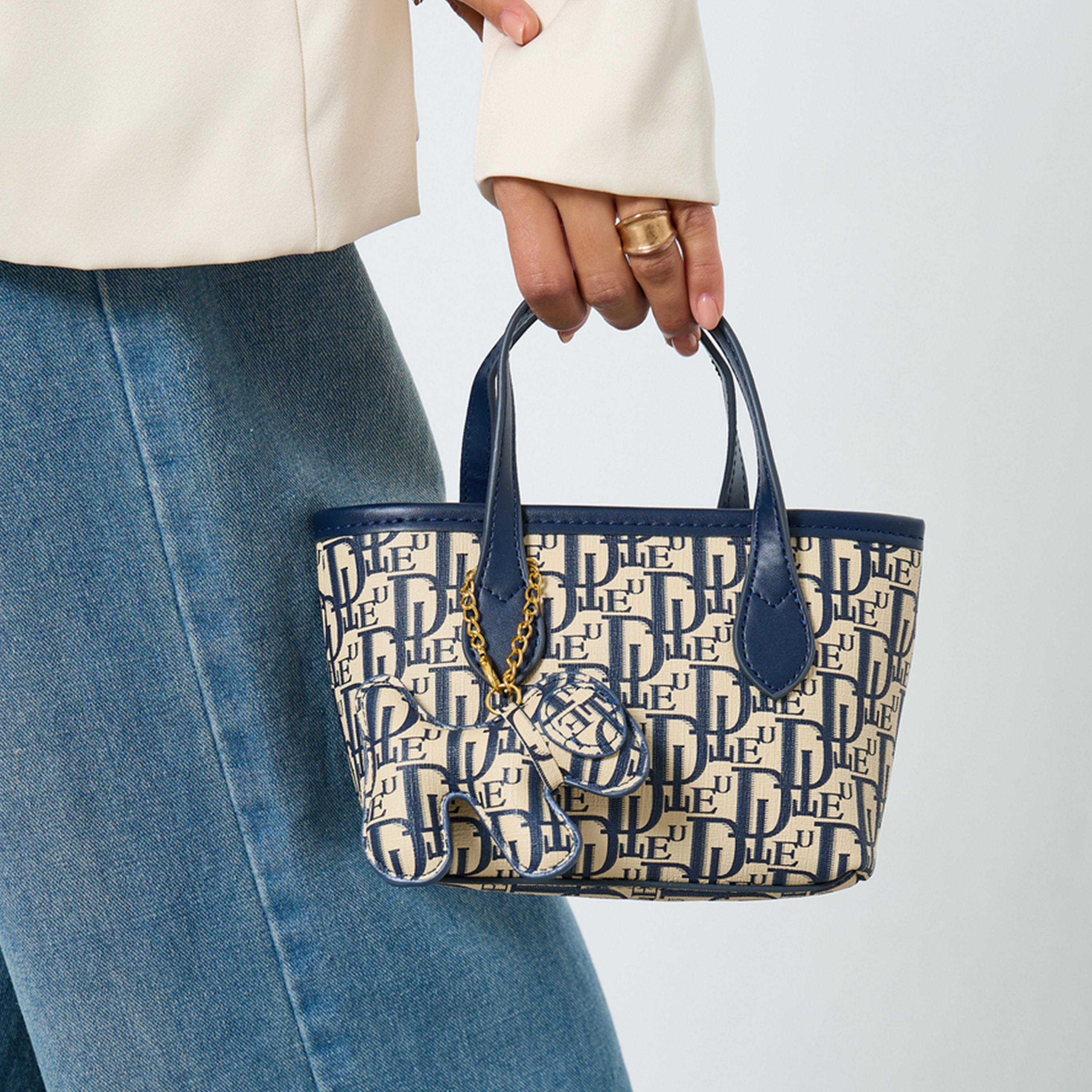 Styli Printed Double Top Handle Handbag with Zip Closure-women-bagsandwallets-handbags-image-2