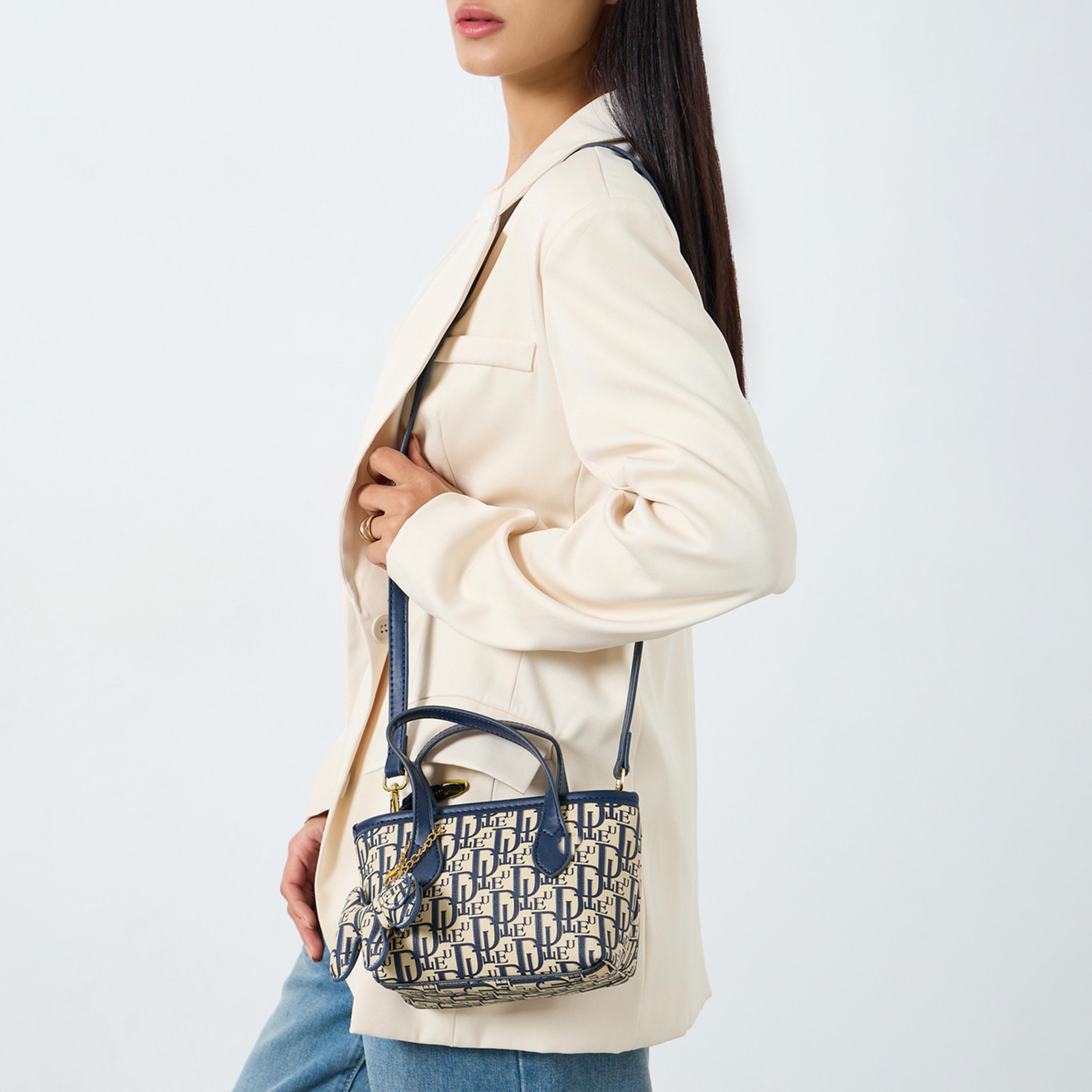 Styli Printed Double Top Handle Handbag with Zip Closure-women-bagsandwallets-handbags-image-3