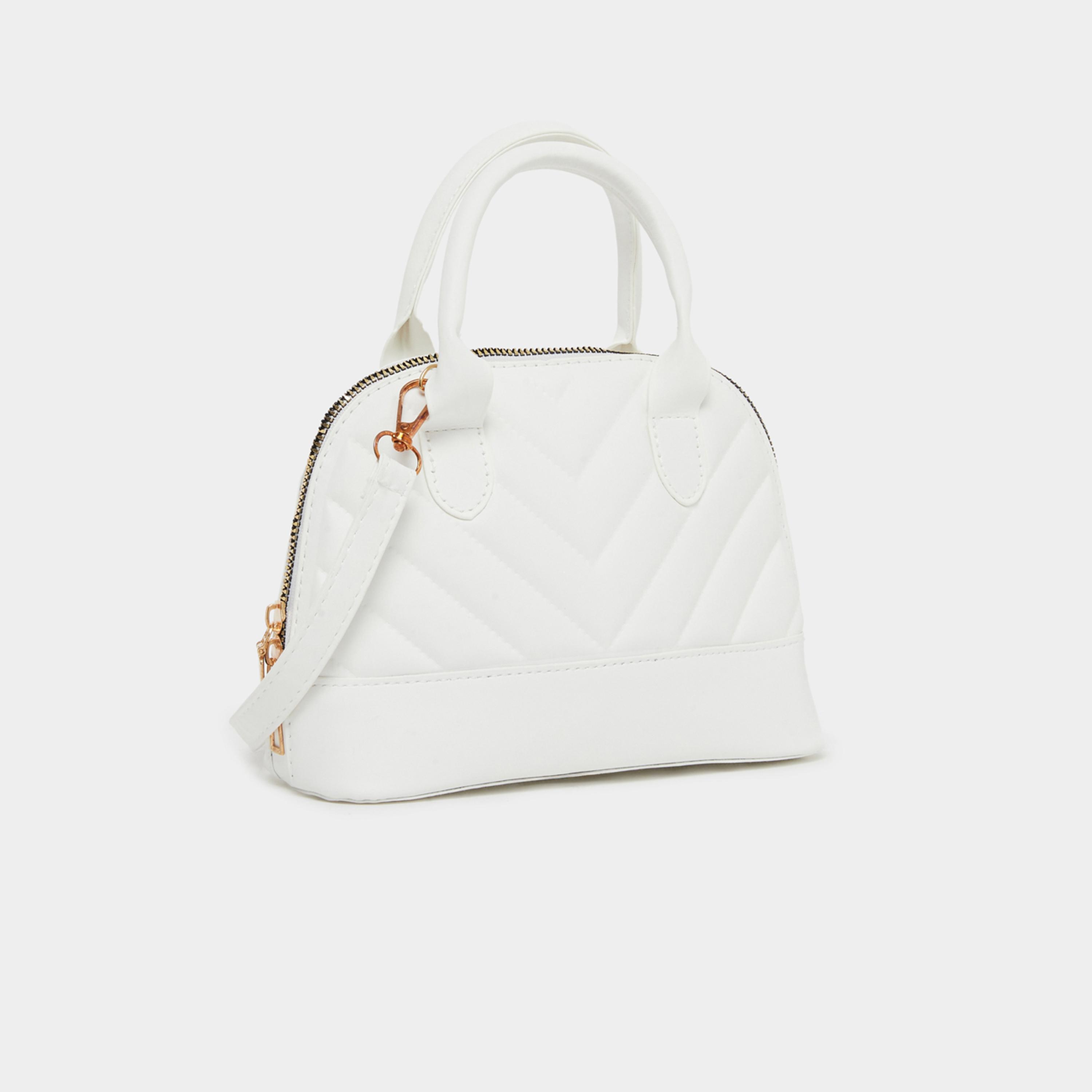 ستايلي - شنطة يد بيضاء بتصميم مبطن على شكل حرف V للنساء-women-bagsandwallets-handbags-image-1