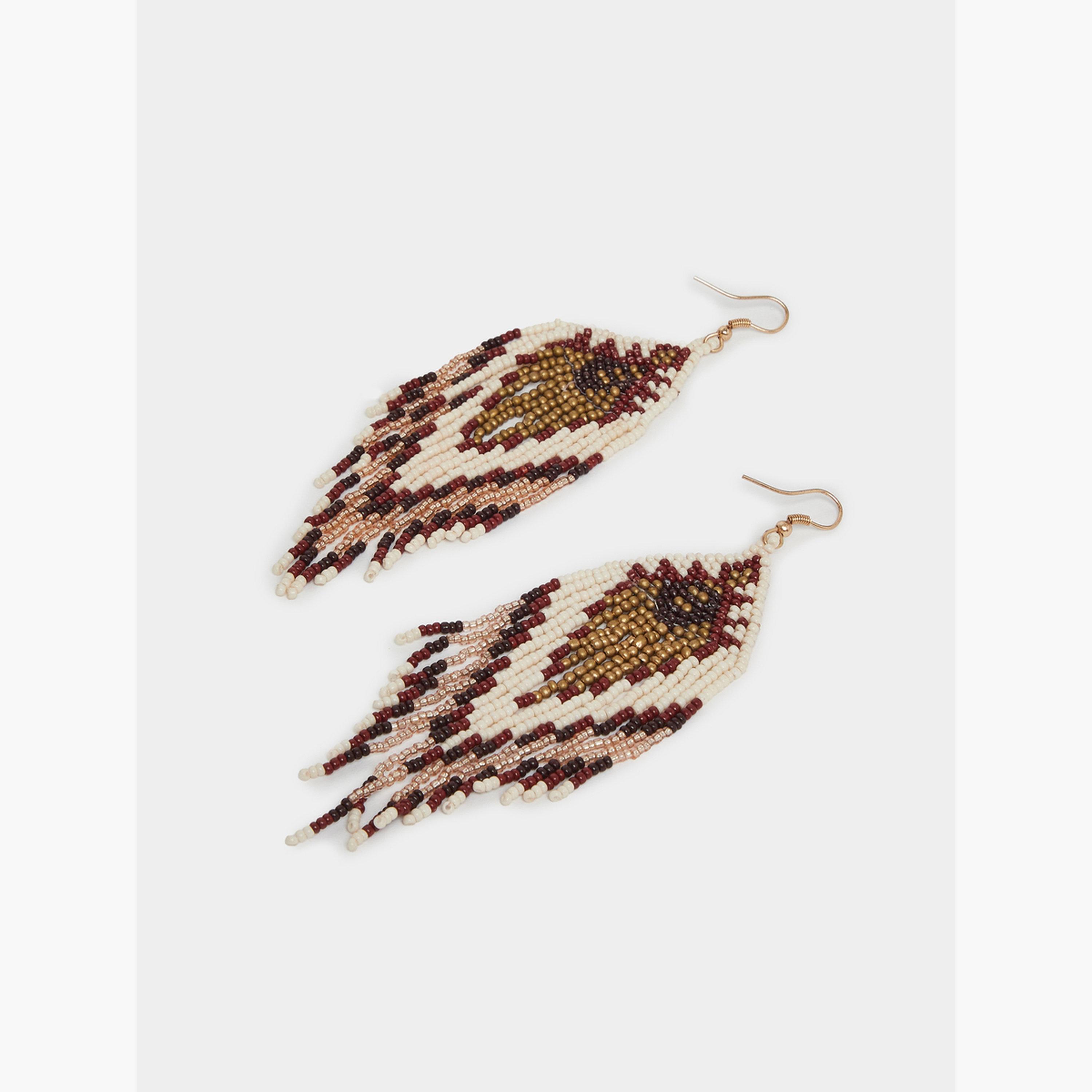 Styli Beaded Tasseled Dangle Earrings-women-watchesandjewellery-jewellery-earrings-image-3