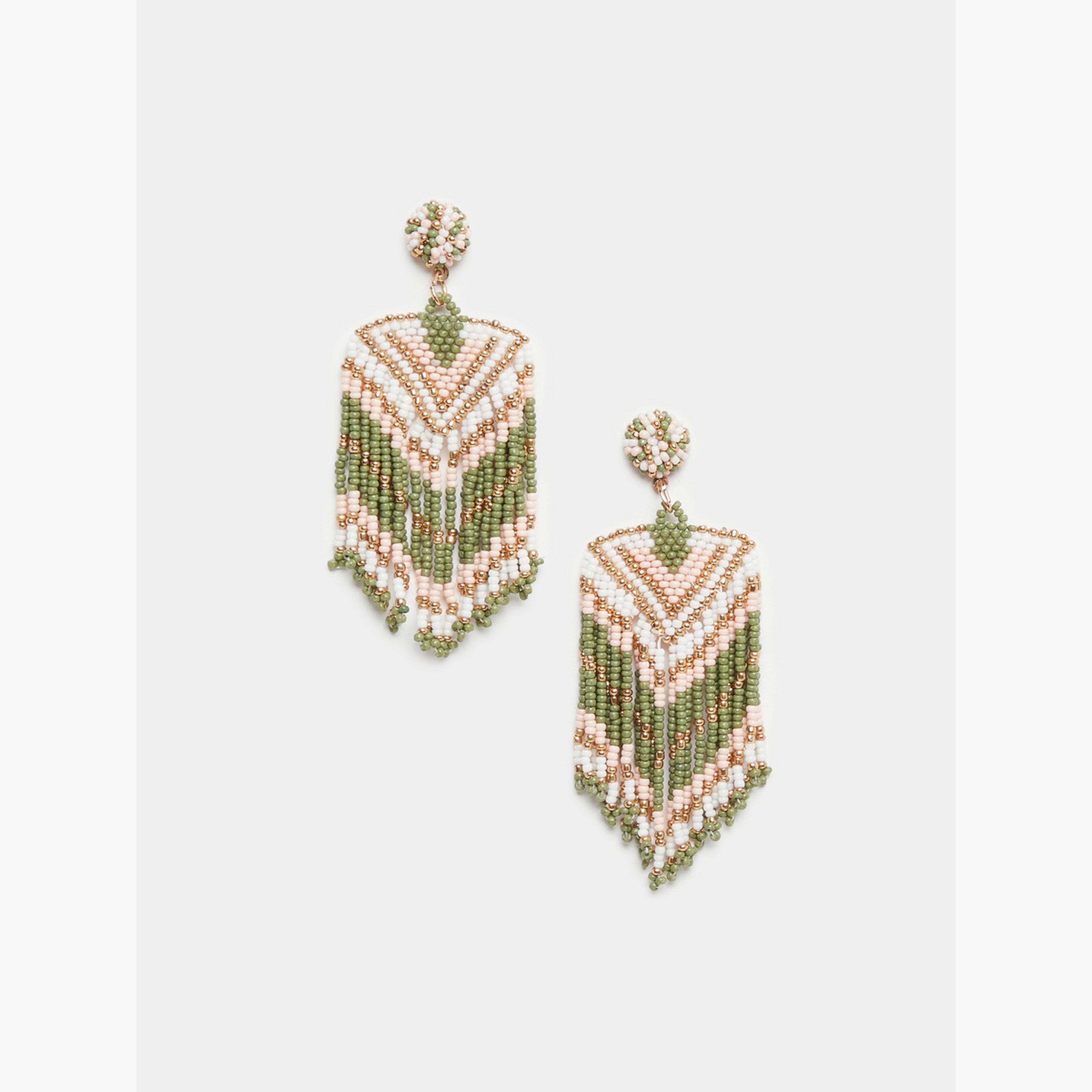 Styli Beaded Tasseled Dangle Earrings-women-watchesandjewellery-jewellery-earrings-image-3
