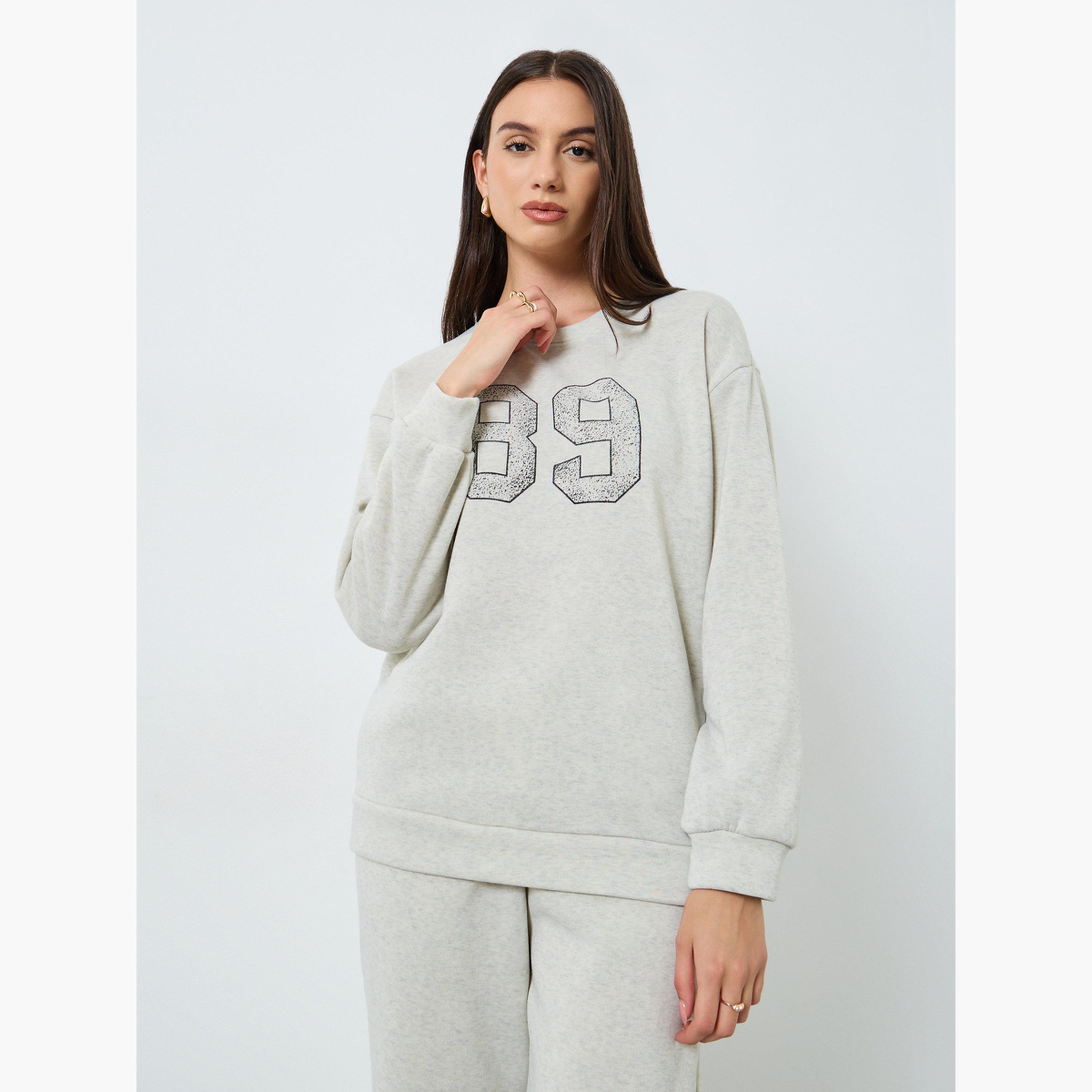 Styli Printed Crew Neck Sweatshirt and Joggers Co-Ords-women-clothing-coordsets-image-3