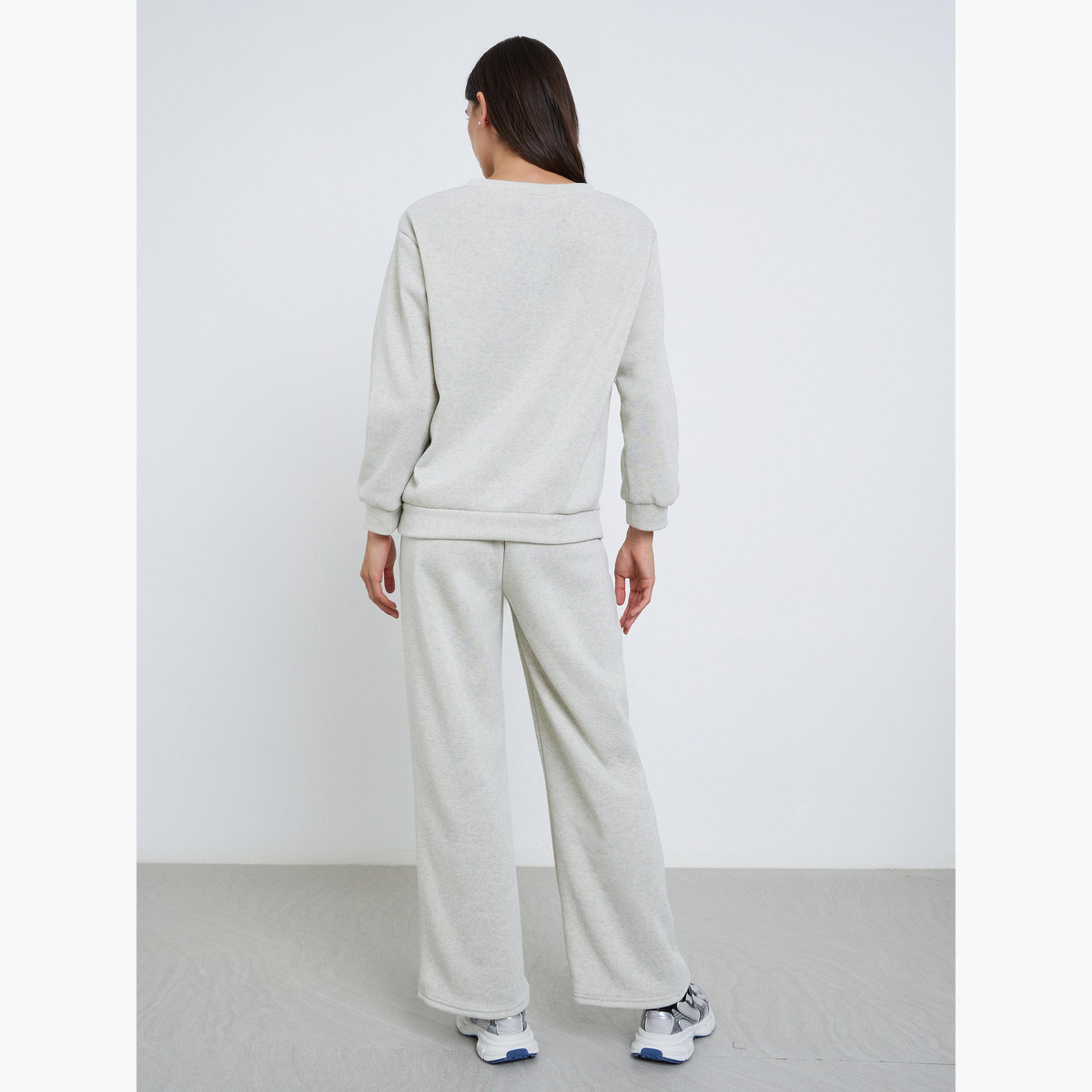 Styli Grey Crew Neck Oversized Sweatshirt and Joggers Co-Ords-women-clothing-coordsets-image-4