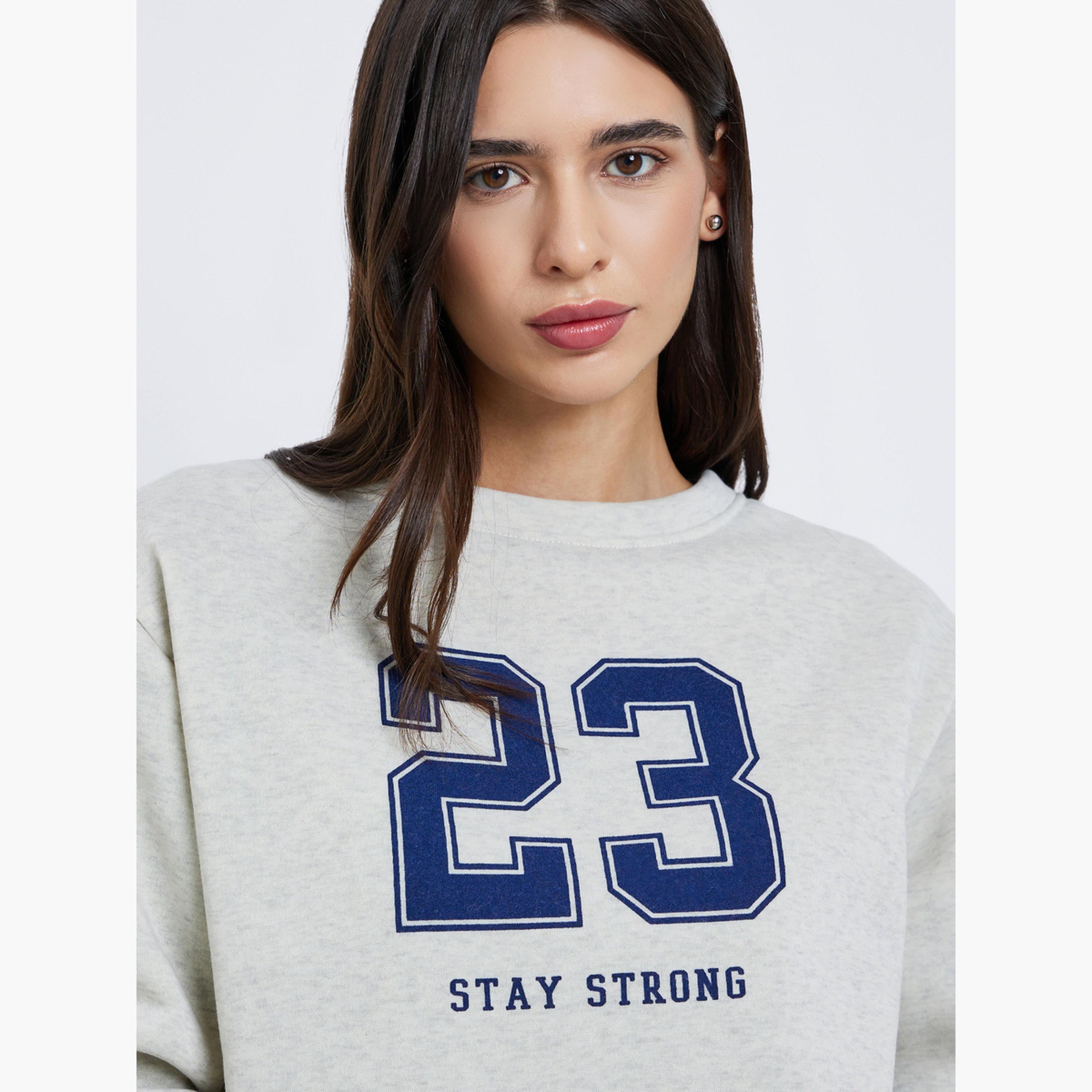 Styli Grey Crew Neck Oversized Sweatshirt and Joggers Co-Ords-women-clothing-coordsets-image-6