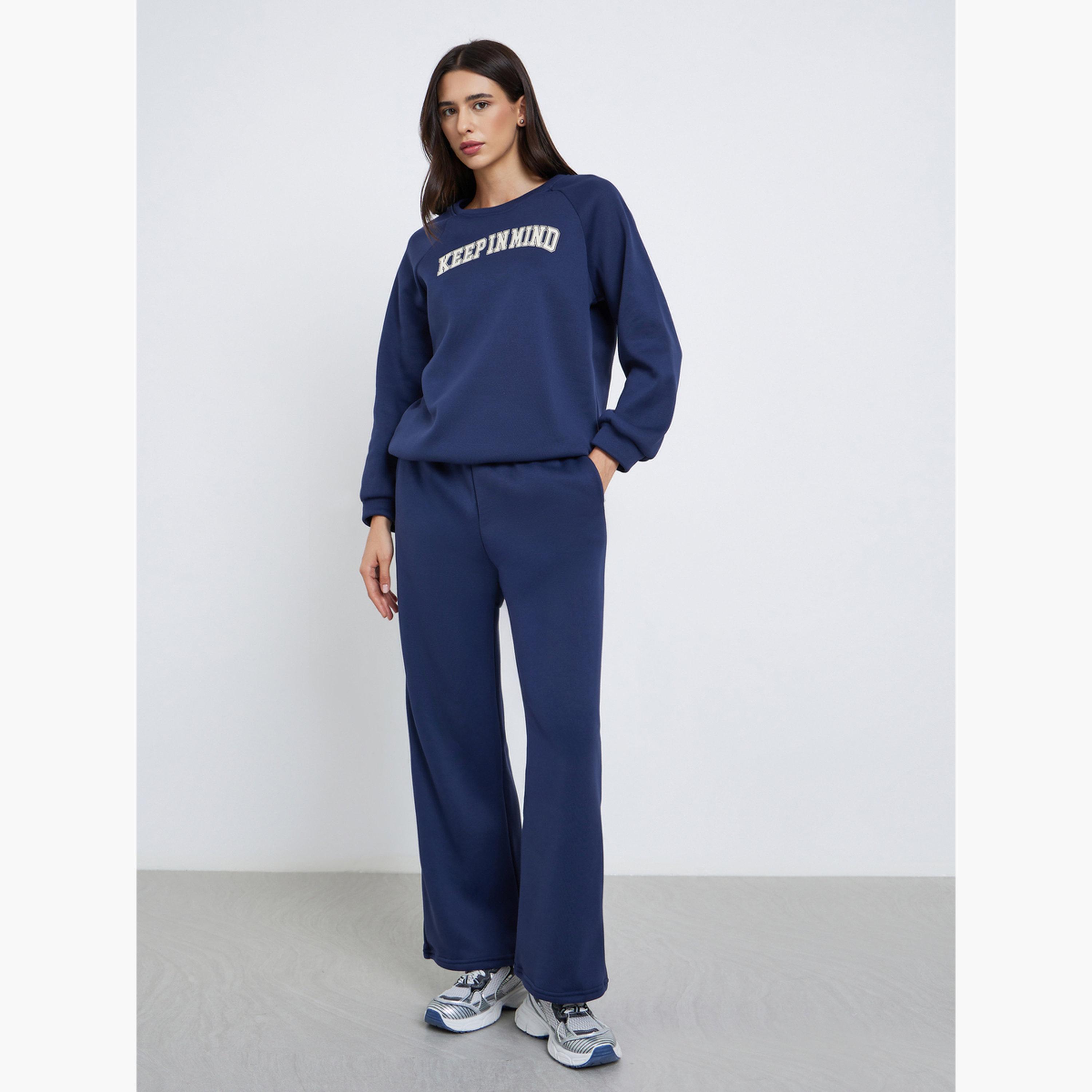 Styli Embroidered Slogan Sweatshirt and Joggers Co-Ords-women-clothing-coordsets-image-3
