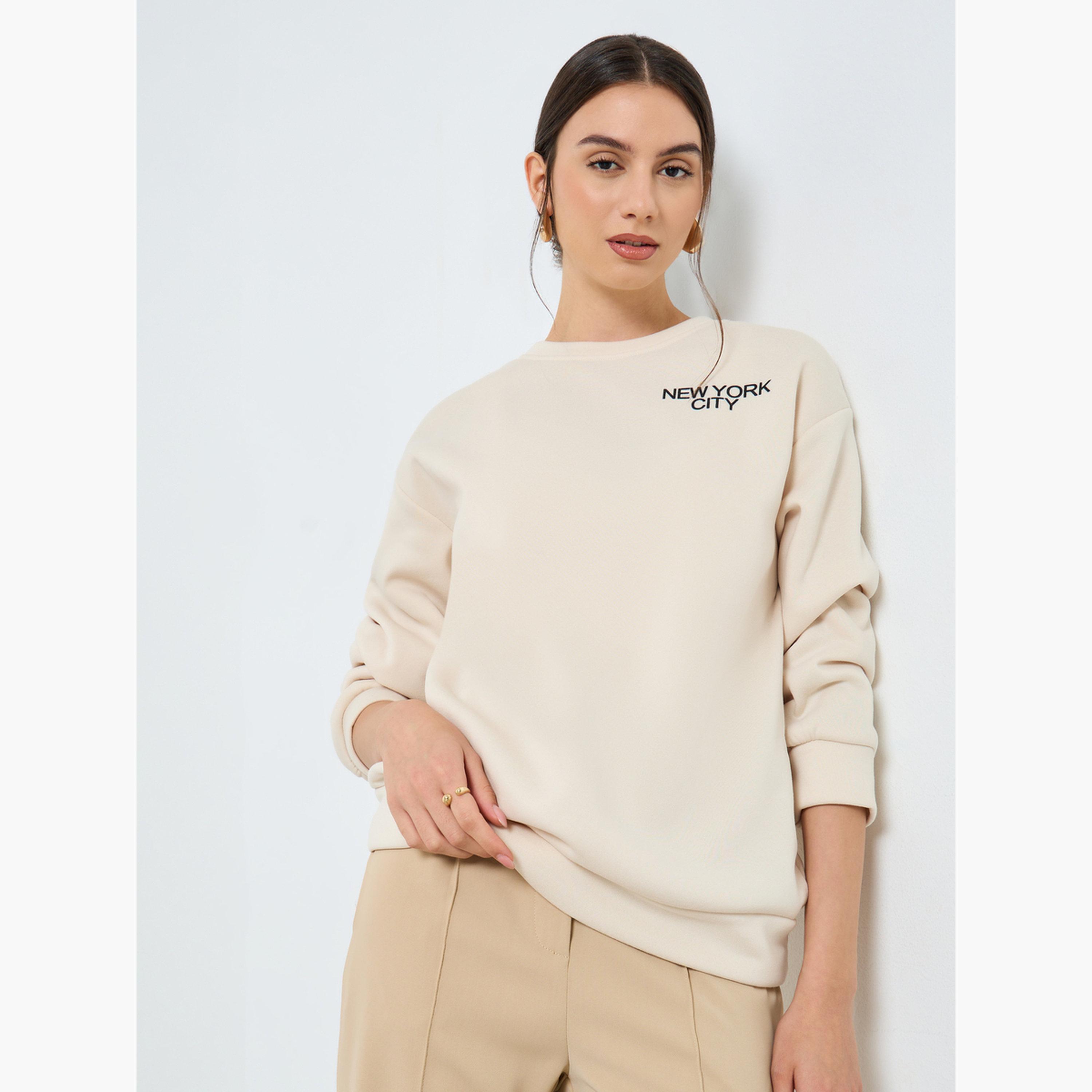 Styli New York City Print Round Neck Long Sleeves Women's Sweatshirt-women-clothing-hoodiesandsweatshirts-sweatshirts-image-1