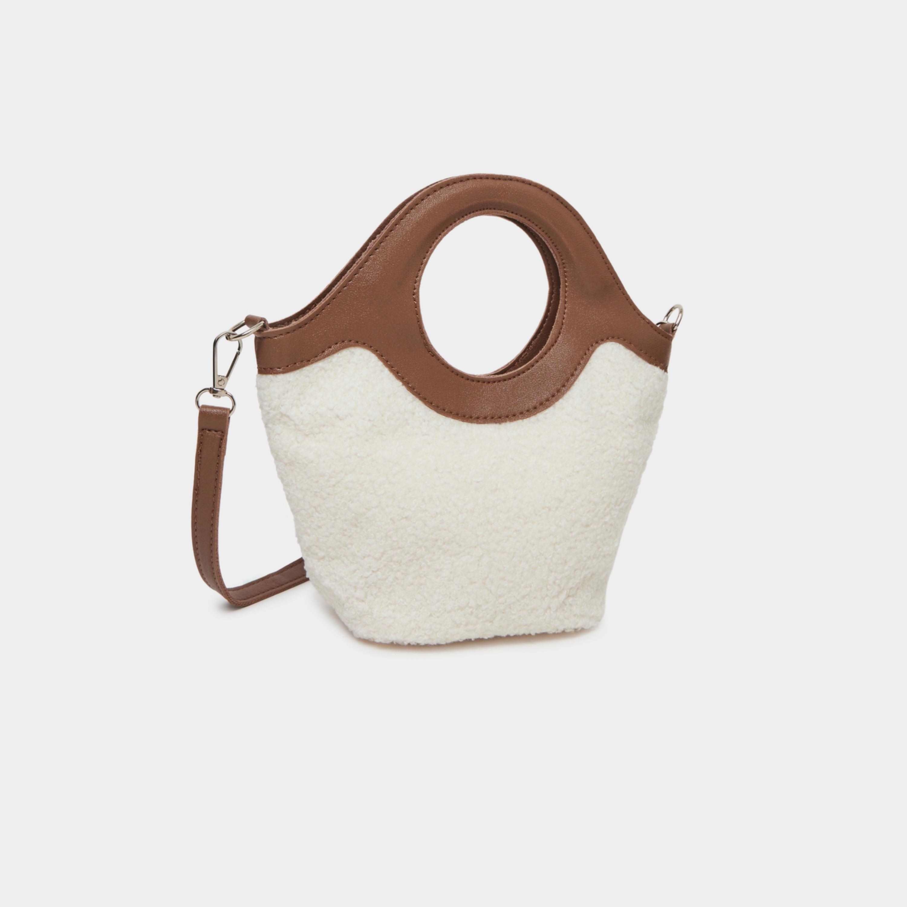 Styli Off White Plush Handbag with Detachable Strap-women-bagsandwallets-handbags-image-1