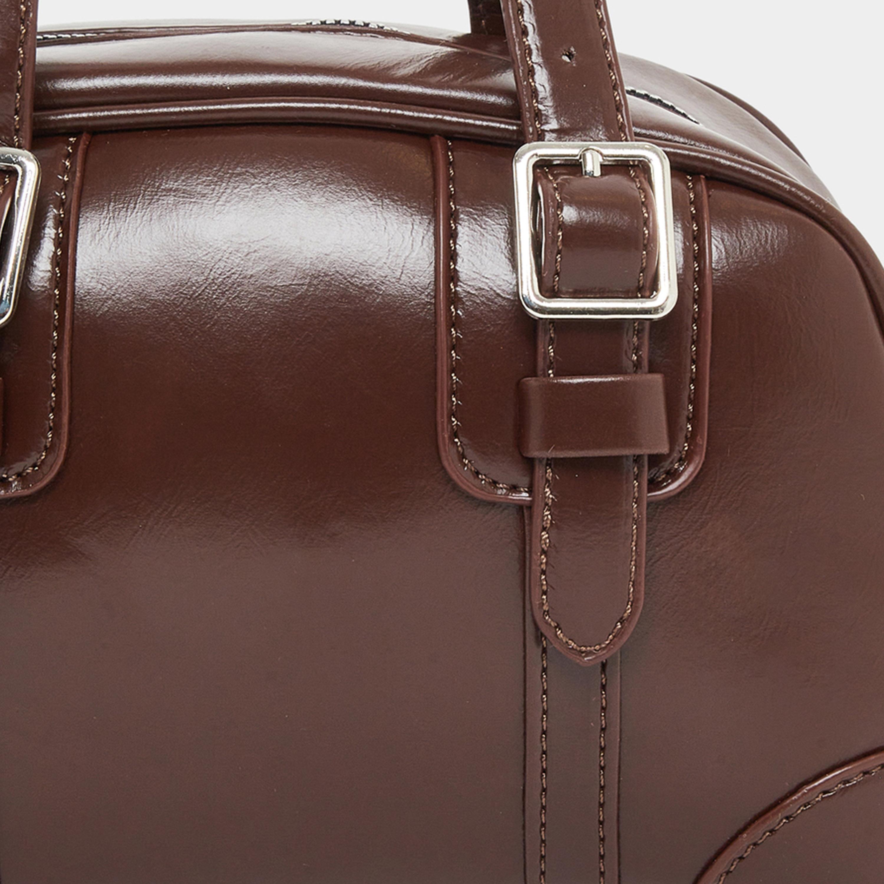 ستايلي - شنطة بولينج بتفاصيل مشبك الحزام البني للنساء-women-bagsandwallets-handbags-image-2