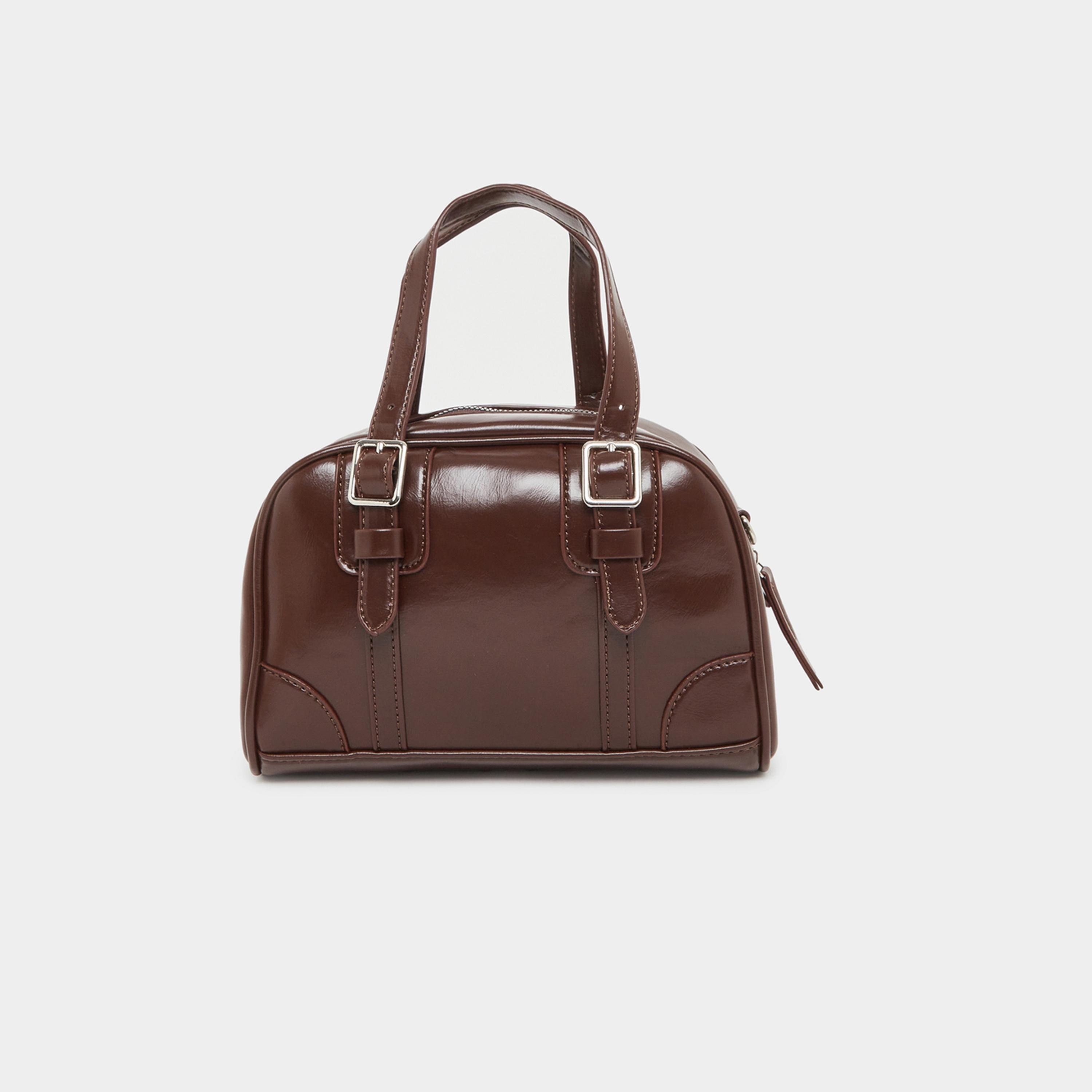 ستايلي - شنطة بولينج بتفاصيل مشبك الحزام البني للنساء-women-bagsandwallets-handbags-image-3