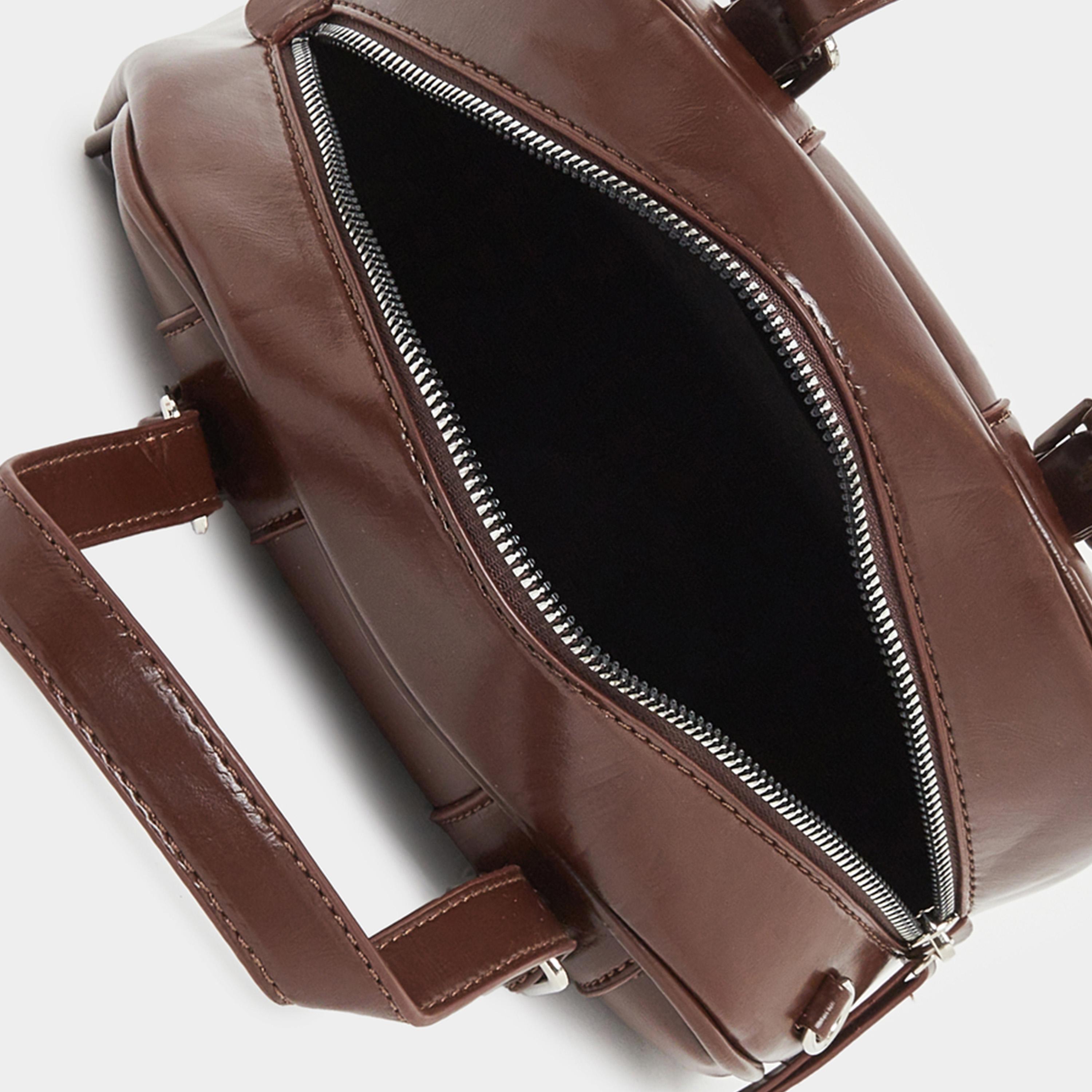 Styli Brown Belt Buckle Detail Bowling Bag-women-bagsandwallets-handbags-image-4