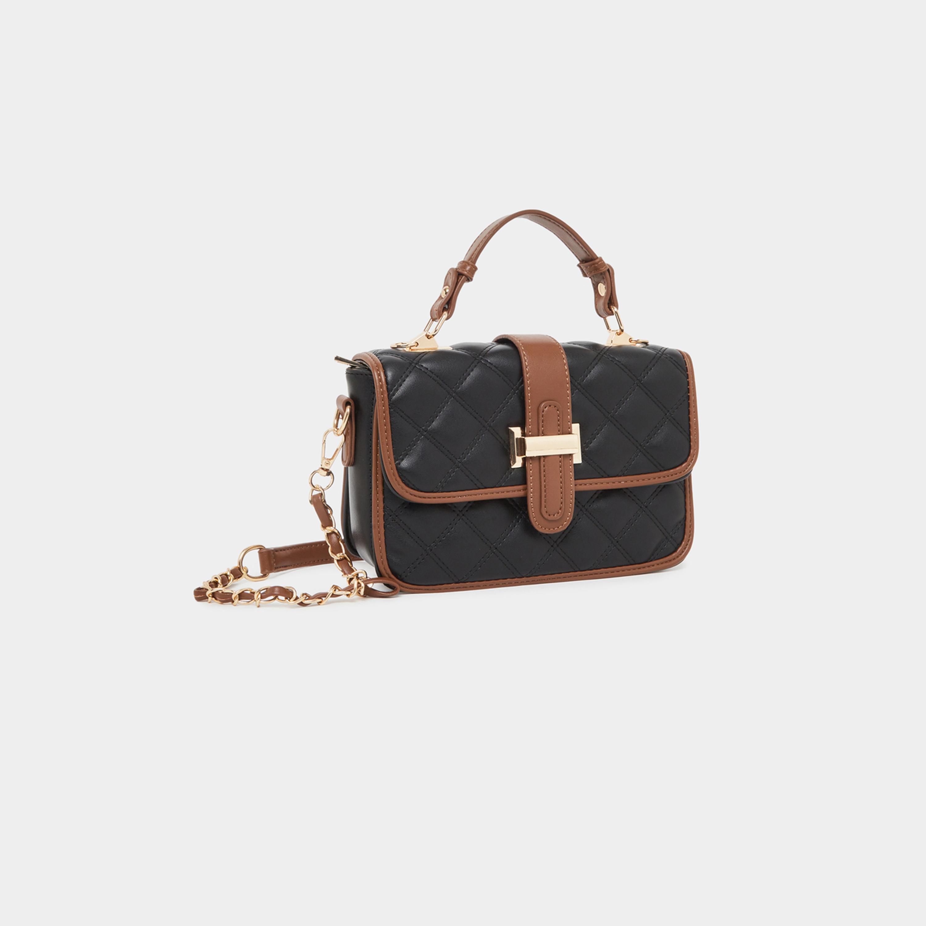 ستايلي - شنطة يد سوداء مبطنة مع مشبك حزام للنساء-women-bagsandwallets-handbags-image-1