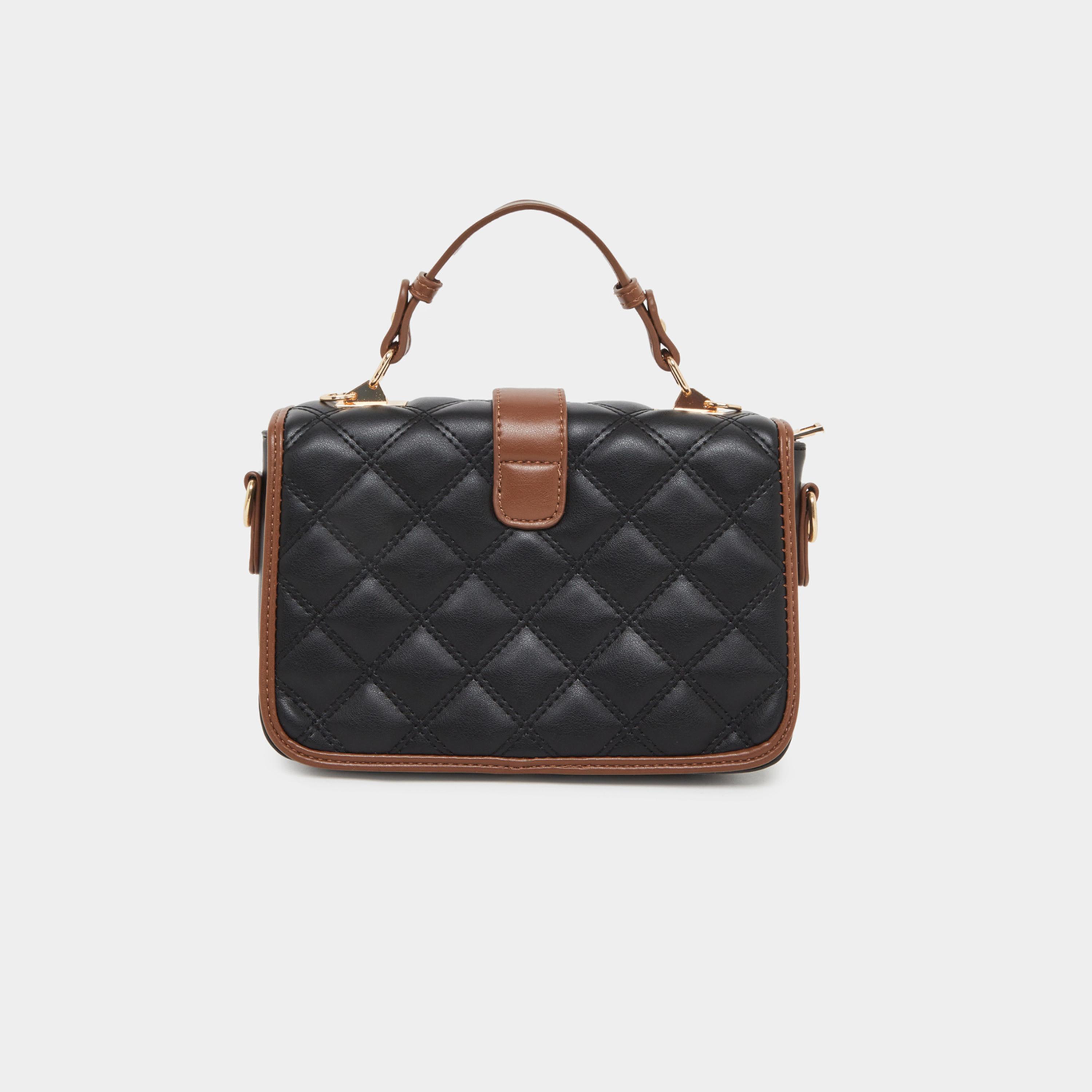 ستايلي - شنطة يد سوداء مبطنة مع مشبك حزام للنساء-women-bagsandwallets-handbags-image-3