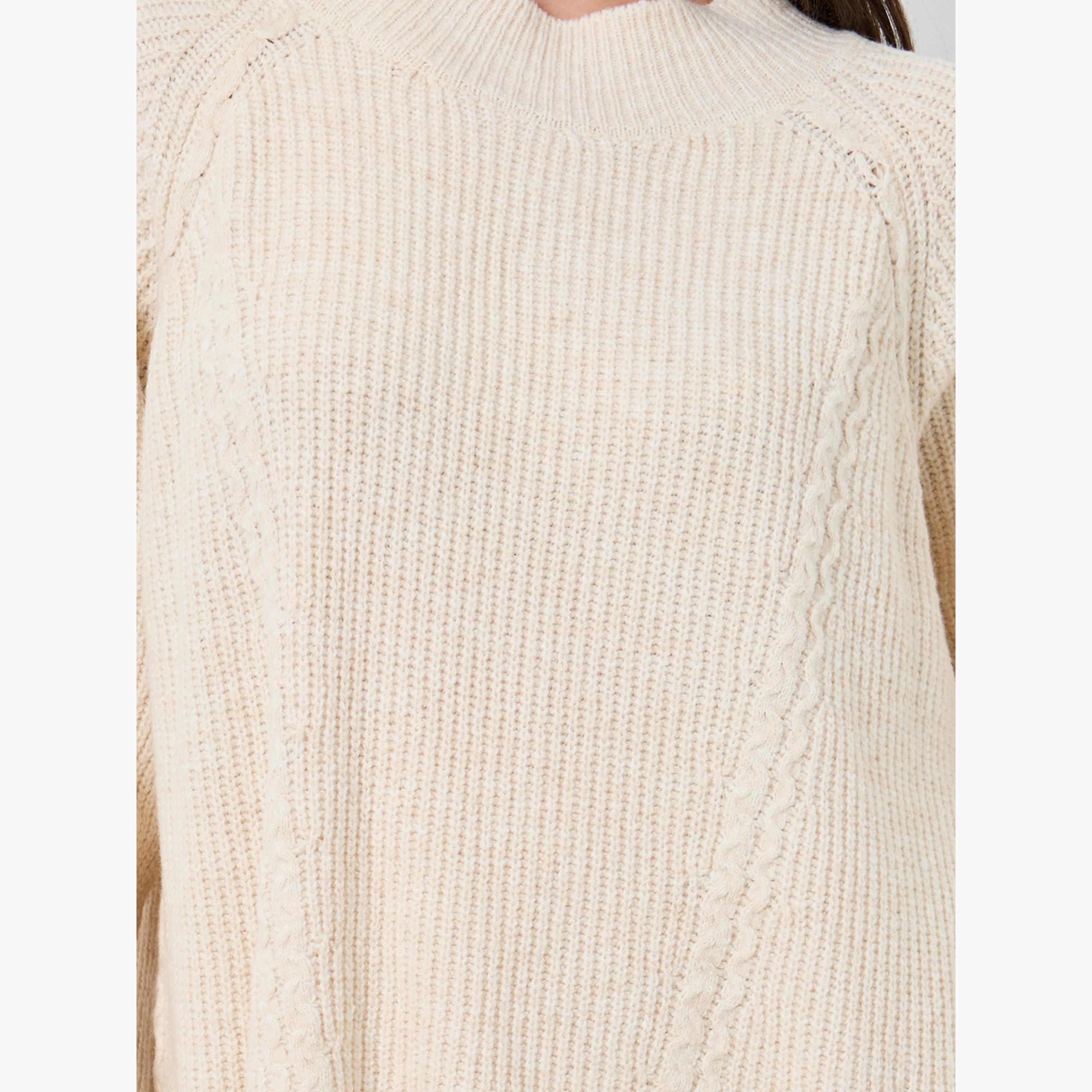 Styli Women Beige Textured Cable Knit Sweater and Pants Co-ords-women-clothing-coordsets-image-6