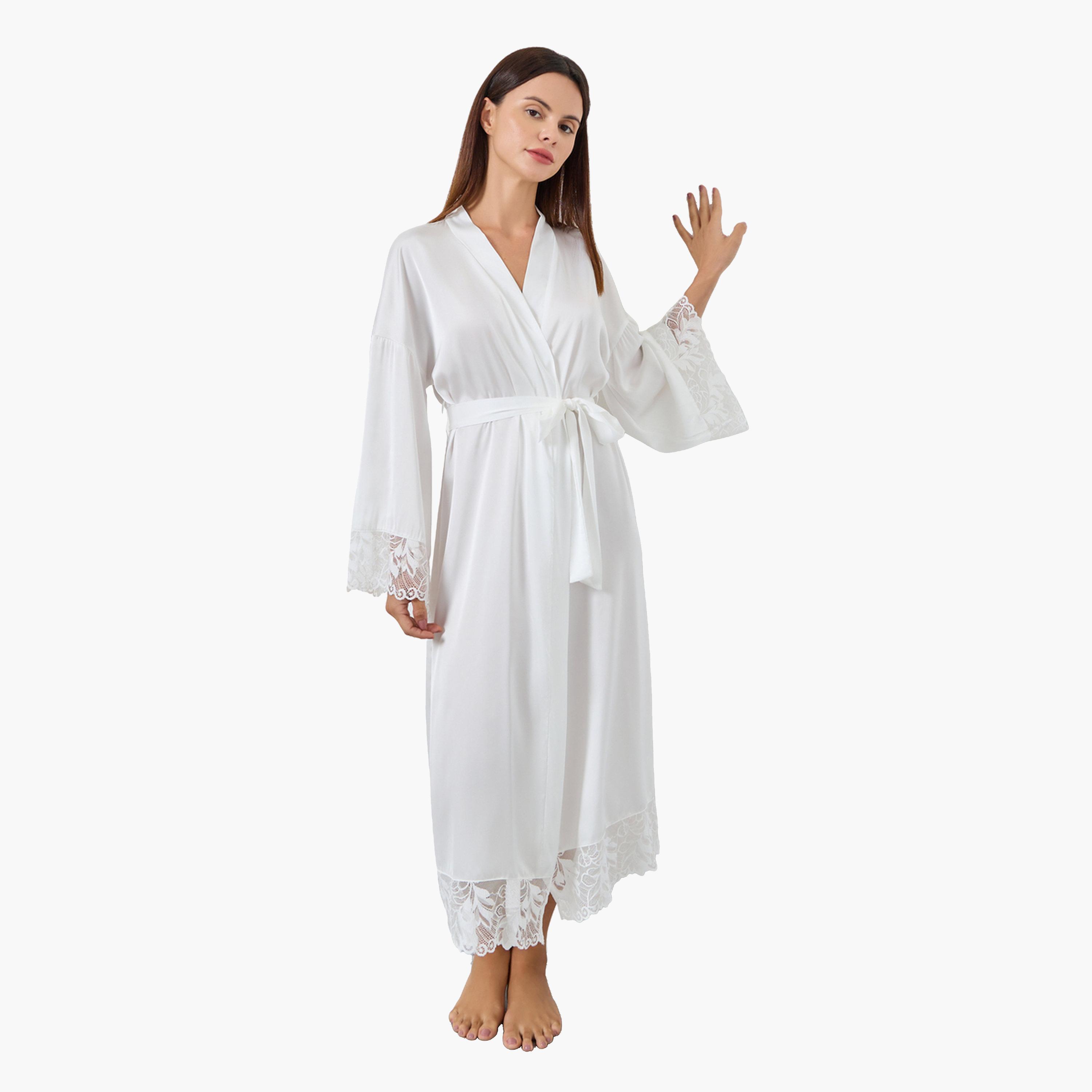 ستايلي - روب ساتان مع حواف من الدانتيل للنساء-women-clothing-nightwear-robes-image-1