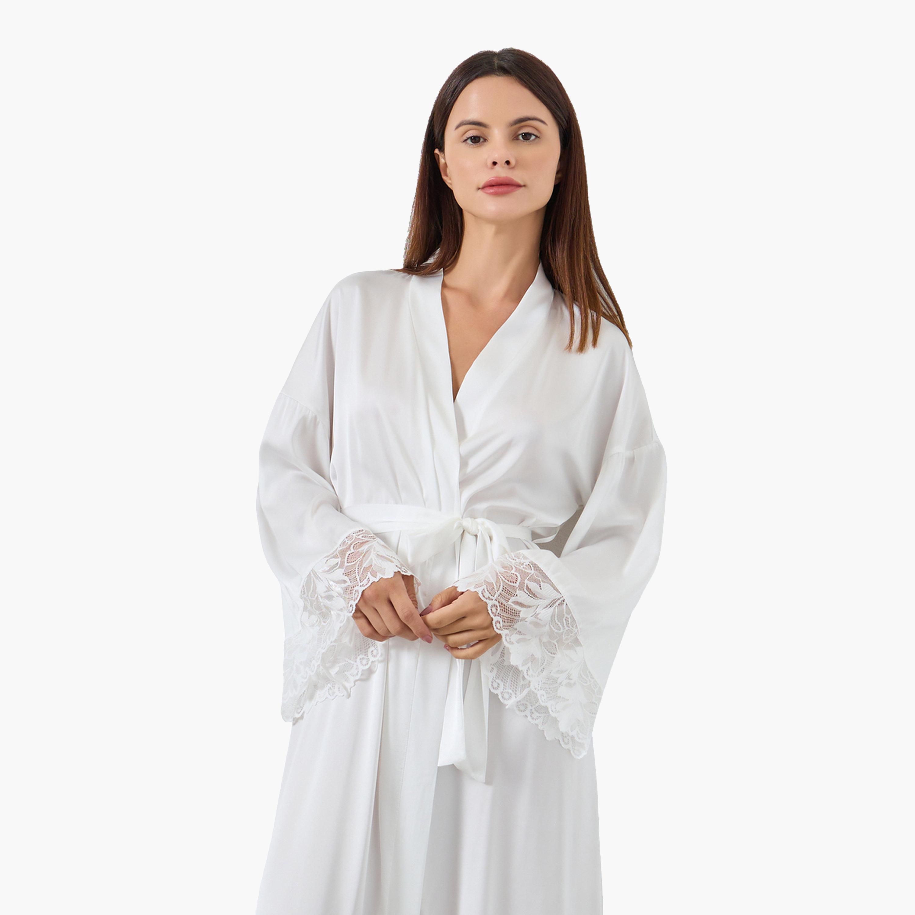 ستايلي - روب ساتان مع حواف من الدانتيل للنساء-women-clothing-nightwear-robes-image-2