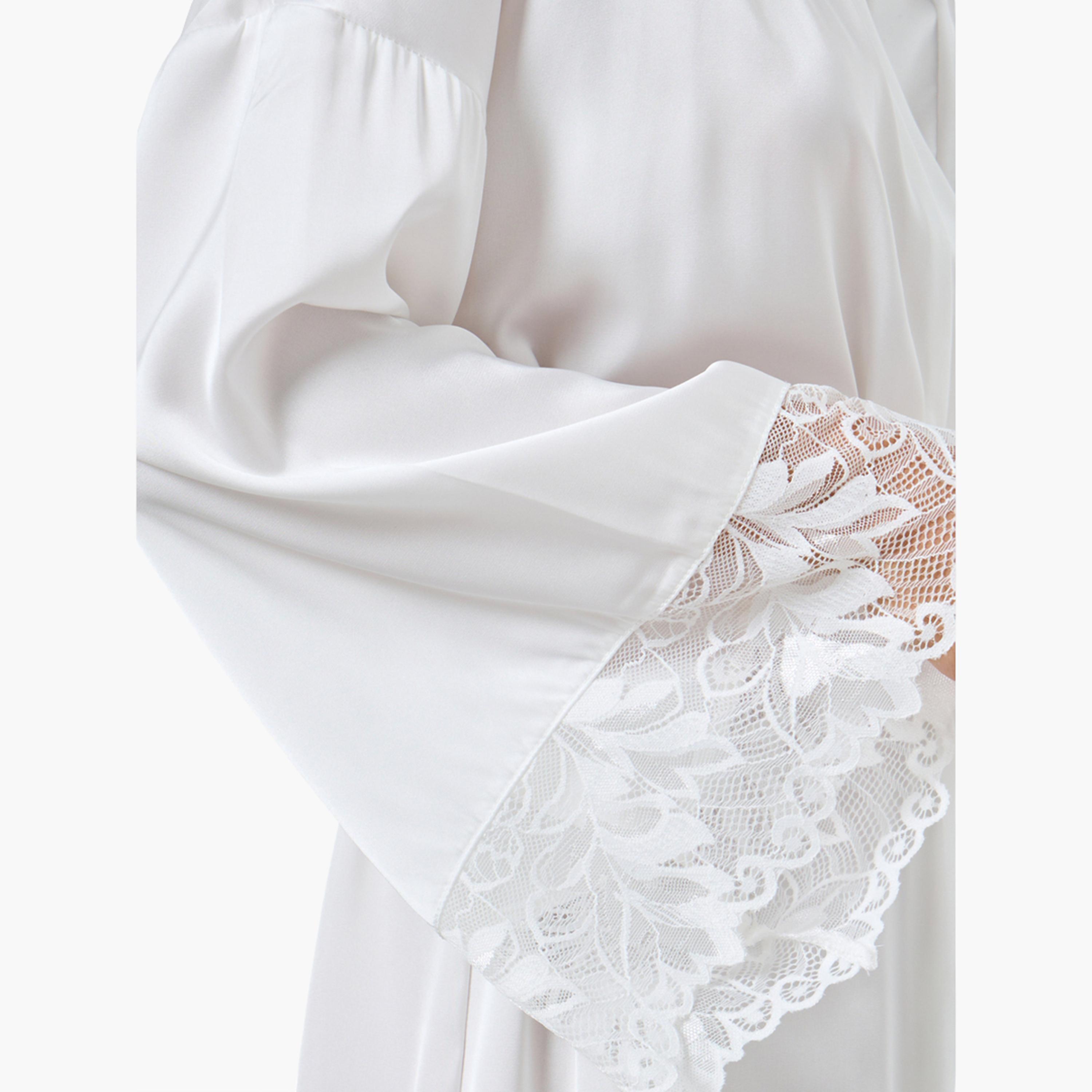 ستايلي - روب ساتان مع حواف من الدانتيل للنساء-women-clothing-nightwear-robes-image-3