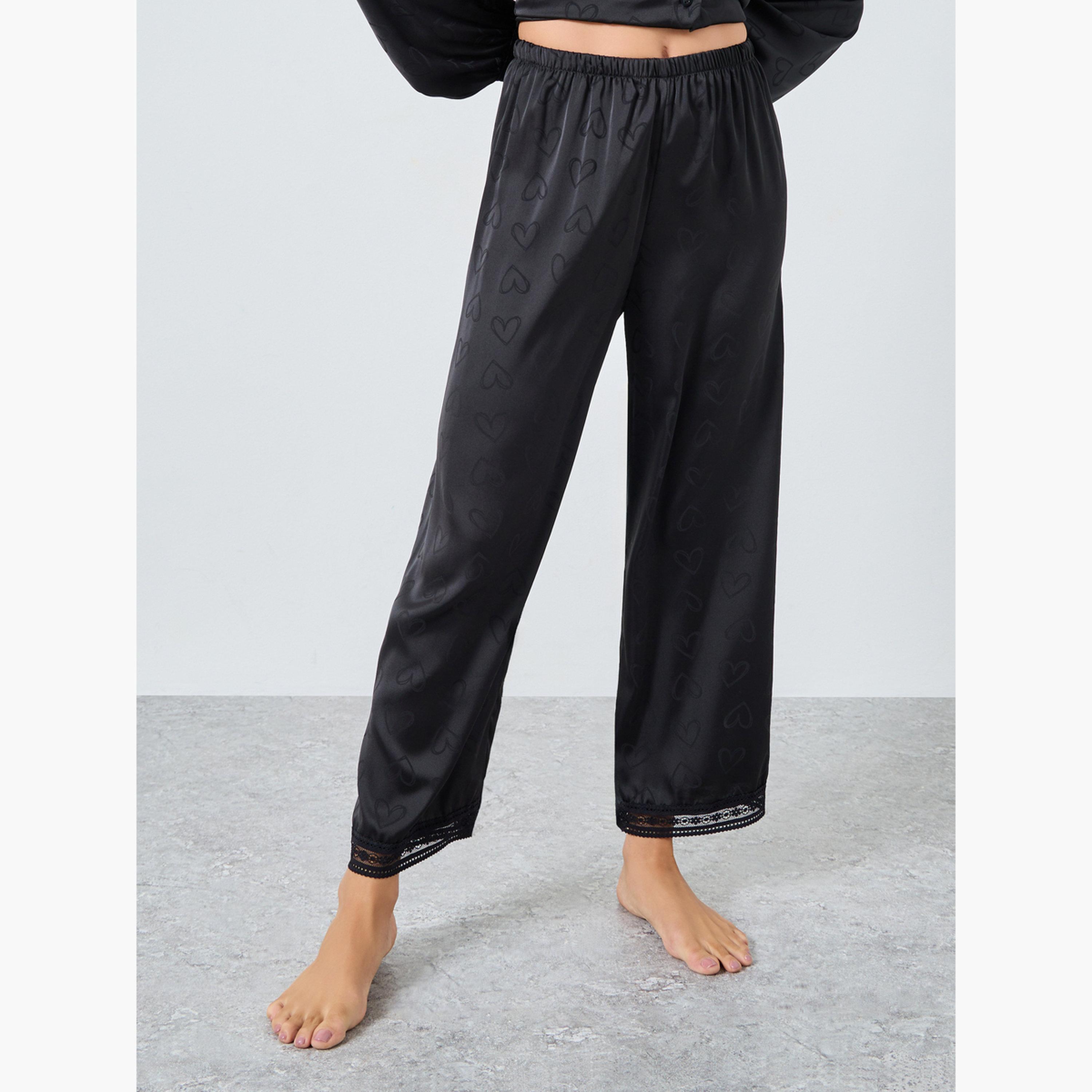ستايلي - بيجاما قميص جاكار بنقشة قلب من الساتان للنساء-women-clothing-nightwear-pyjamas-longsets-image-4