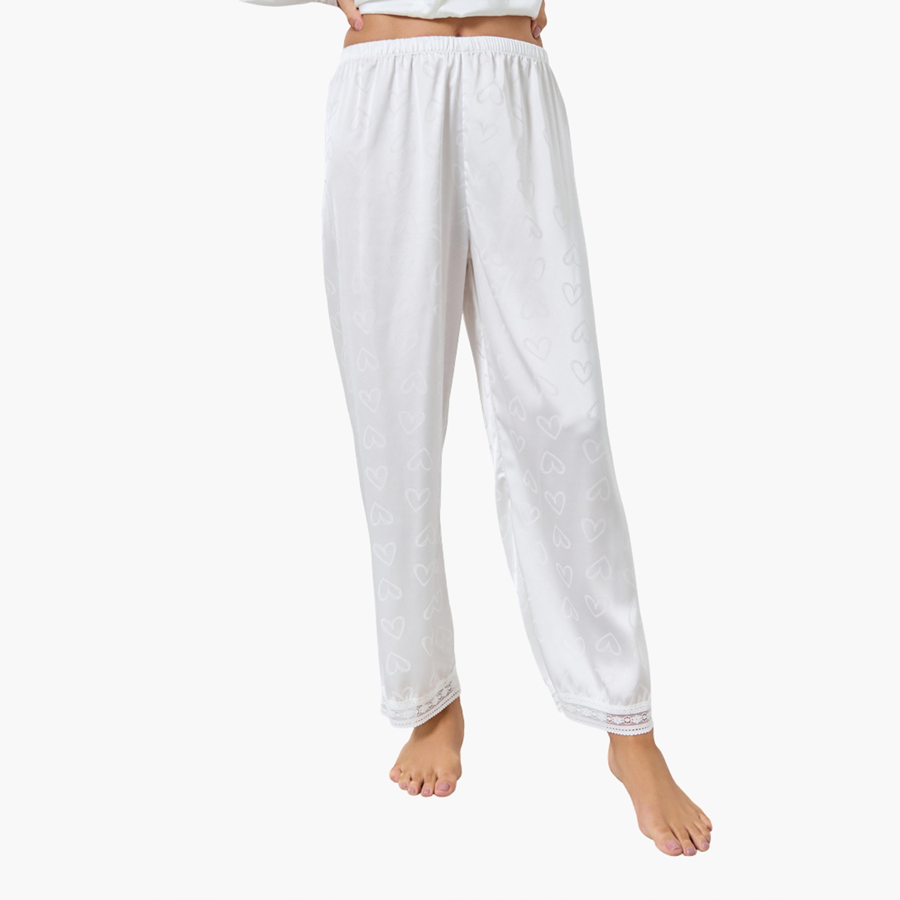 ستايلي - بيجاما قميص جاكار بنقشة قلب من الساتان للنساء-women-clothing-nightwear-pyjamas-longsets-image-5