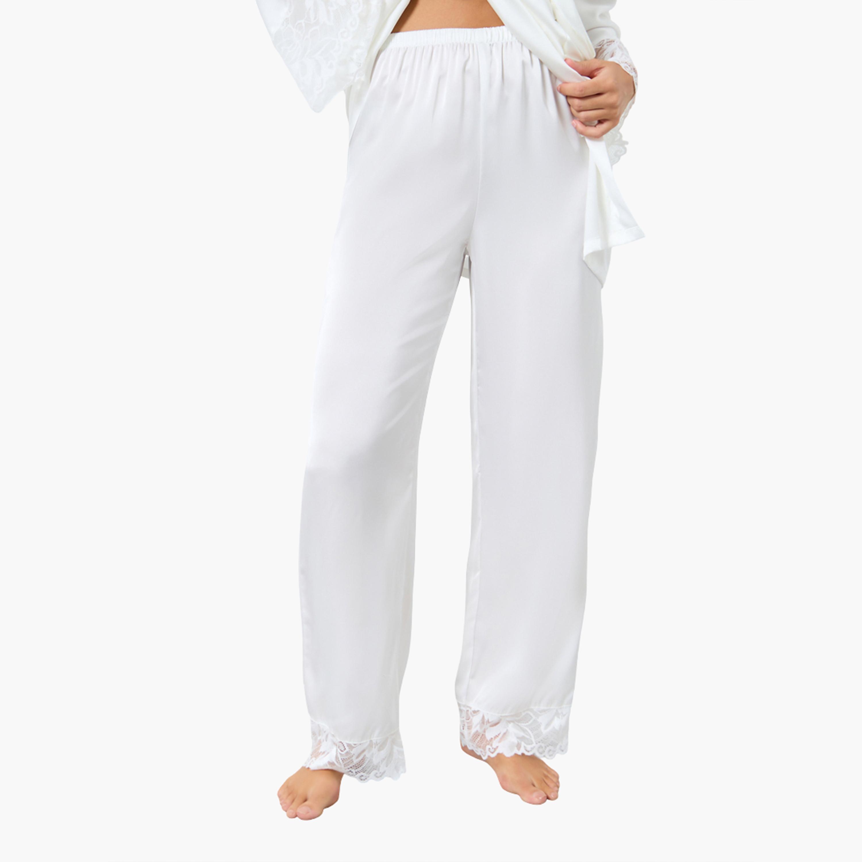ستايلي - بيجاما روب برباط طويل وتفاصيل دانتيل للنساء-women-clothing-nightwear-pyjamas-longsets-image-3