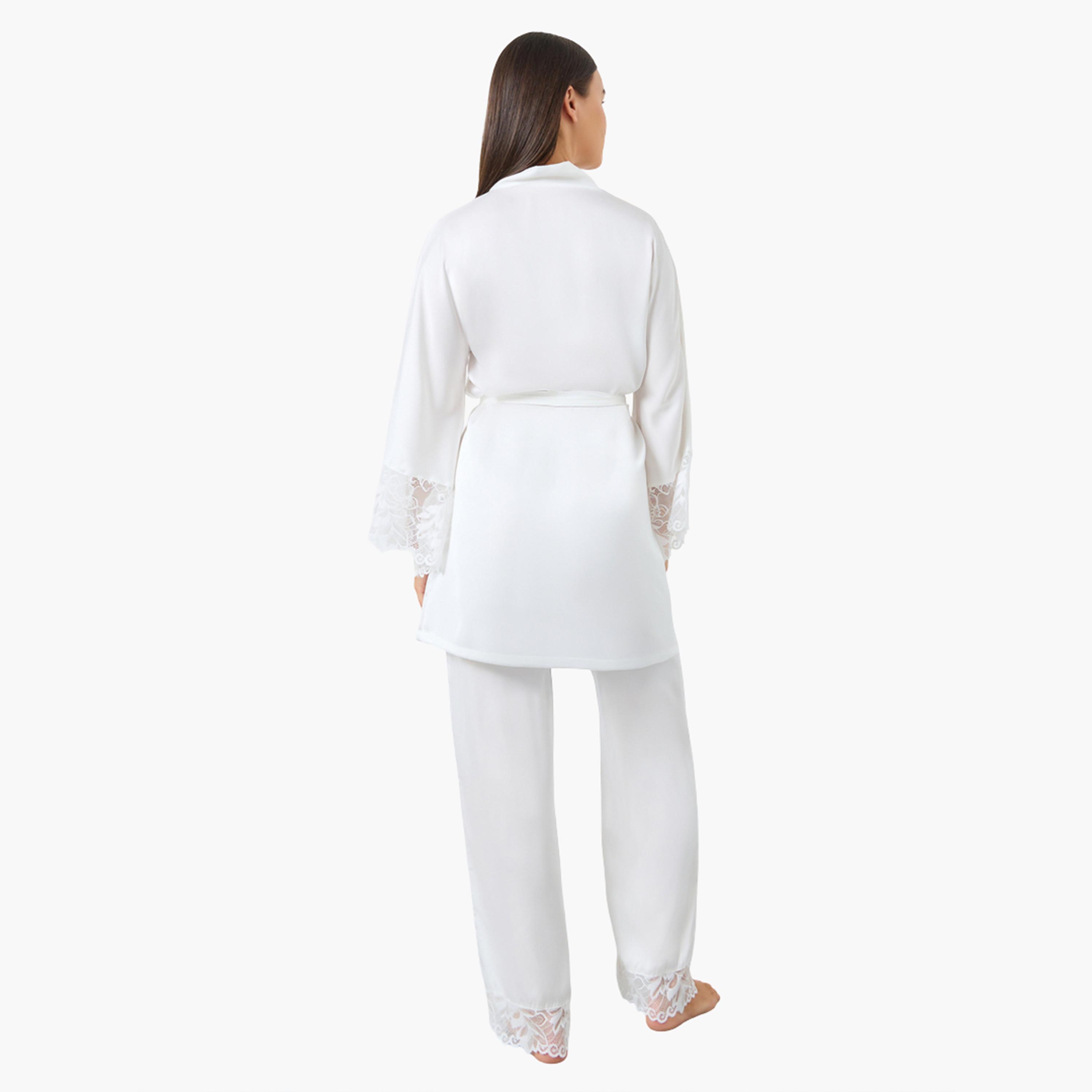 ستايلي - بيجاما روب برباط طويل وتفاصيل دانتيل للنساء-women-clothing-nightwear-pyjamas-longsets-image-4