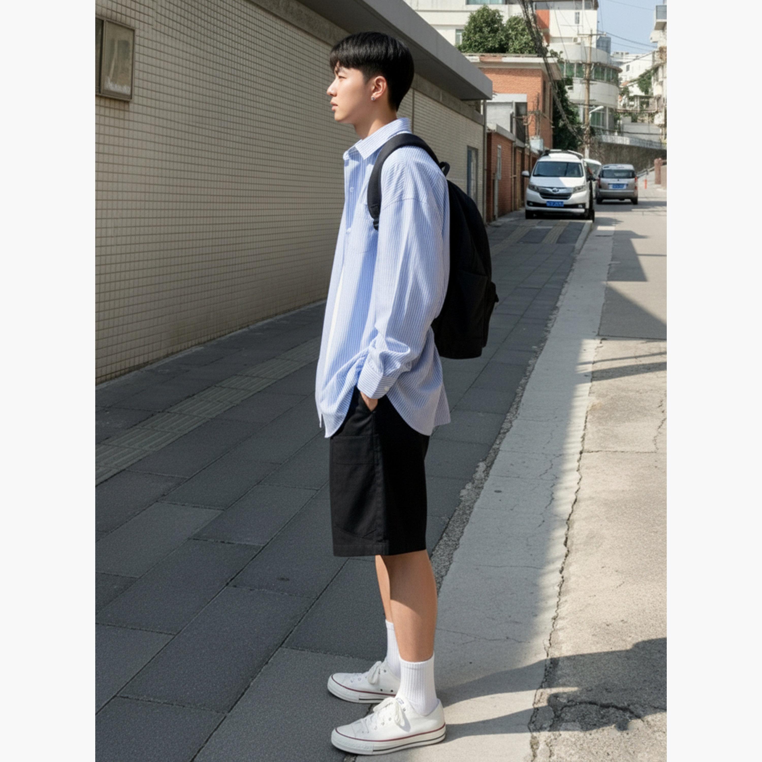 Take Two Men Blue Striped Oversized Shirt-men-clothing-shirts-image-4